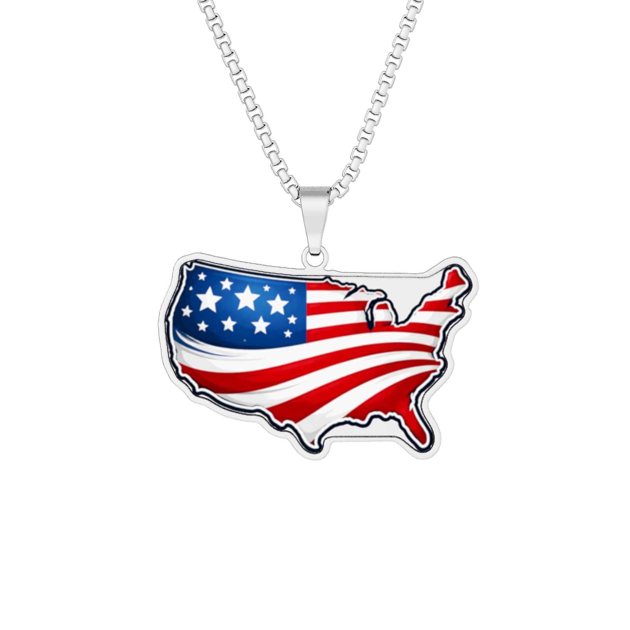 Stars & Stripes USA Necklace | Patriotic America Pendant