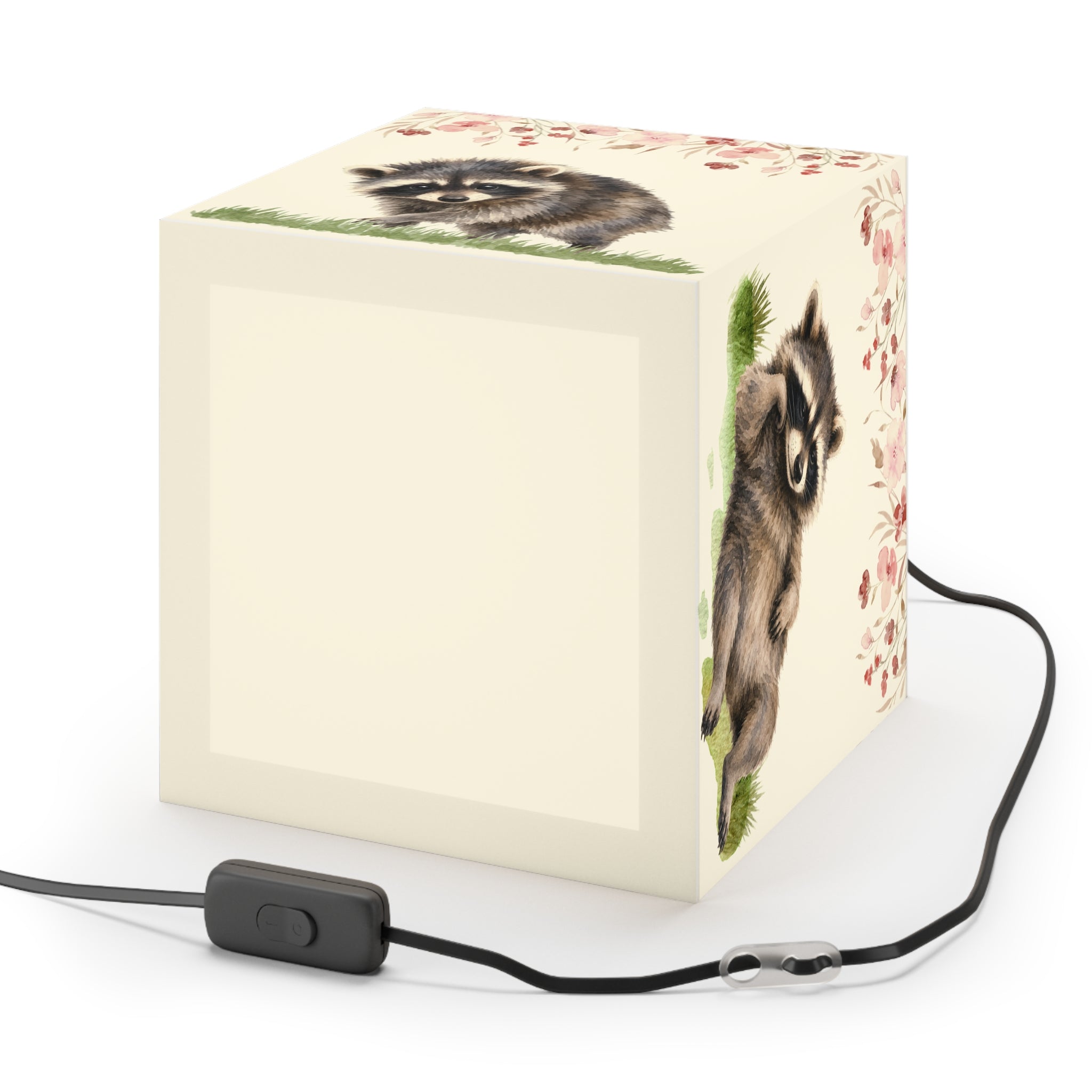 Jimothy Mood Collection Cube Lamp – Curious, Cozy, Unbothered & Happy Watercolor Raccoon Light