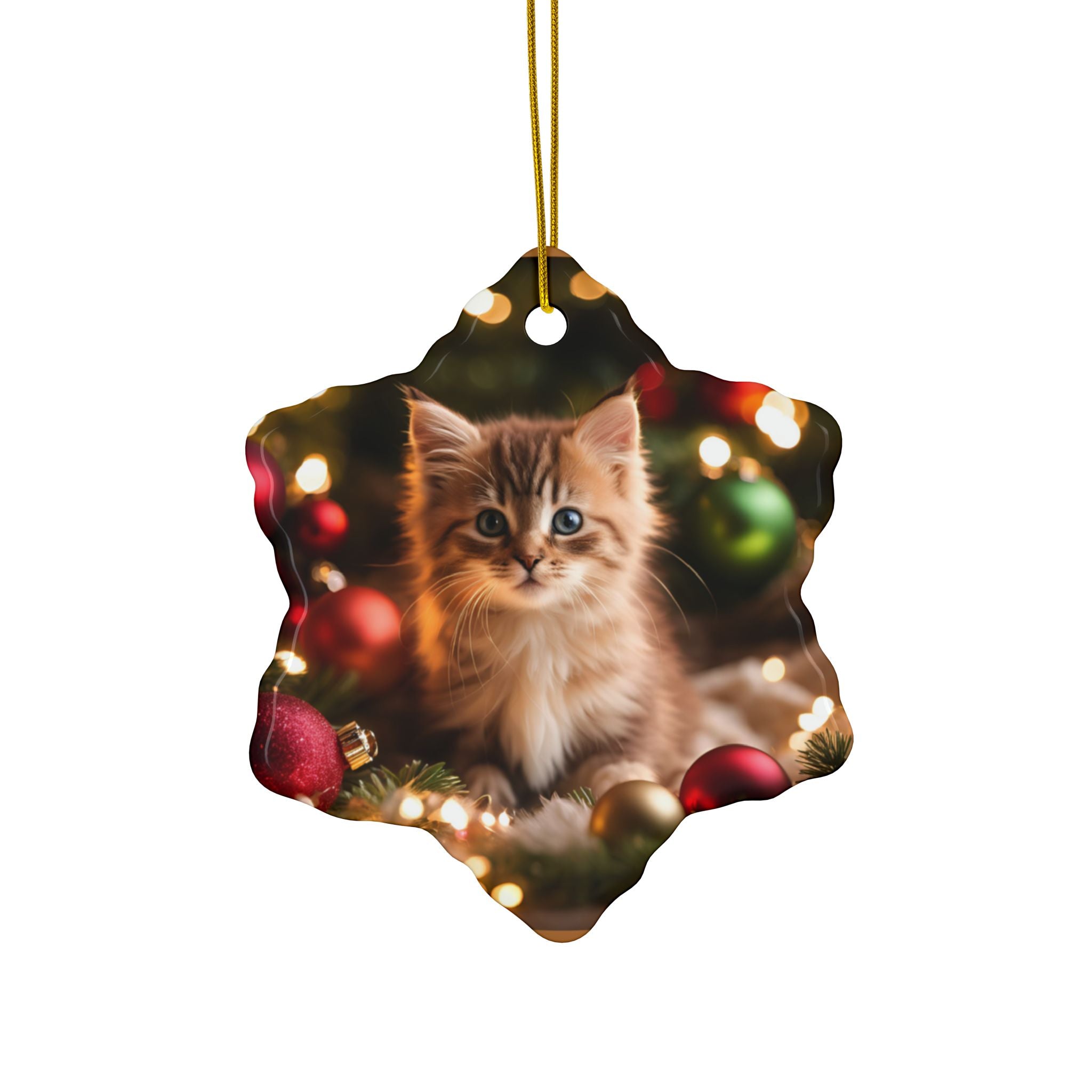 Photo depicting the ​Cute Kitten Christmas Ceramic Ornaments, 2-Side Print, (1pc, 3pcs, 5pcs, 10pcs) from EpiAl's Shop.