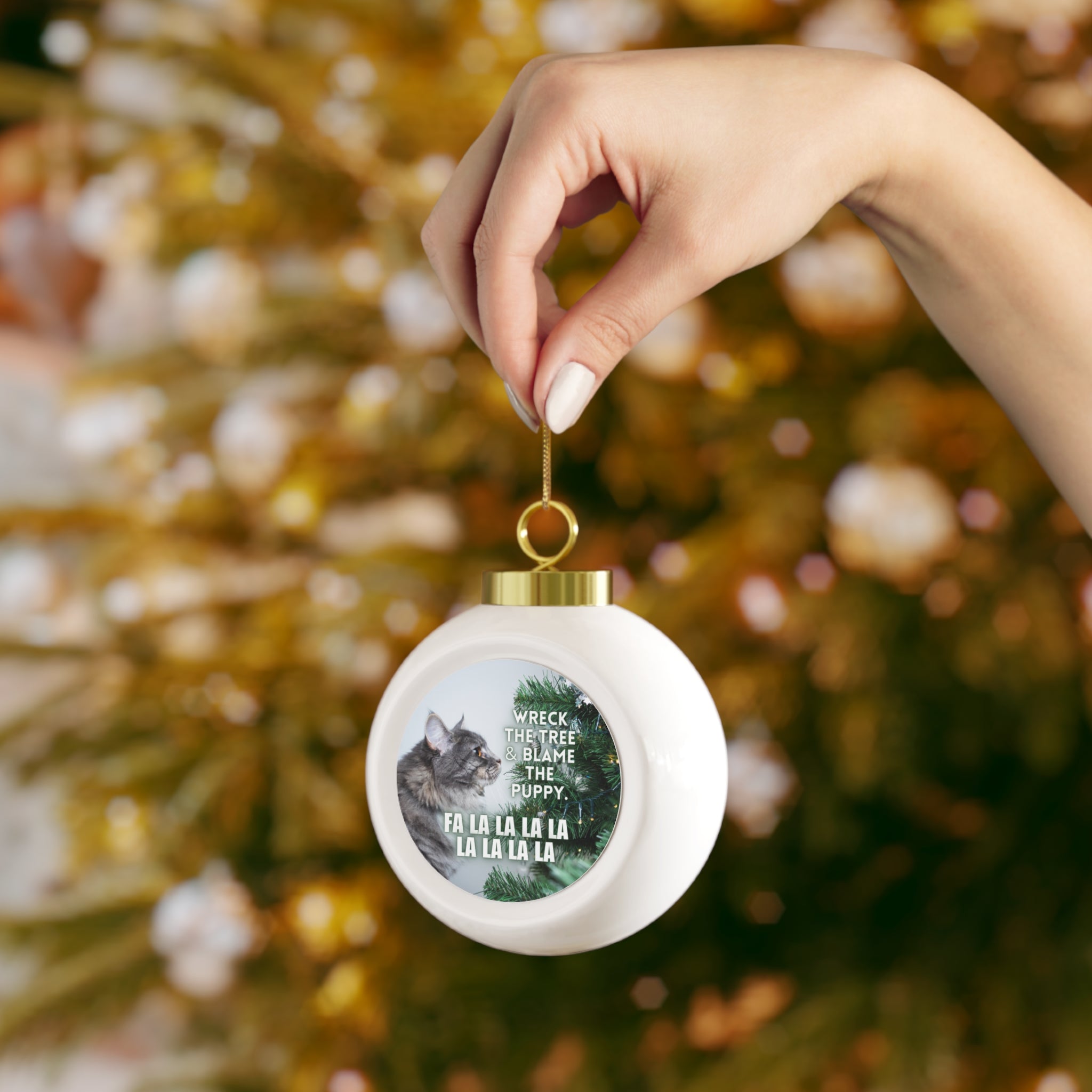 Photo depicting the ​Wreck the Tree Ball Ornament from EpiAl's Shop.