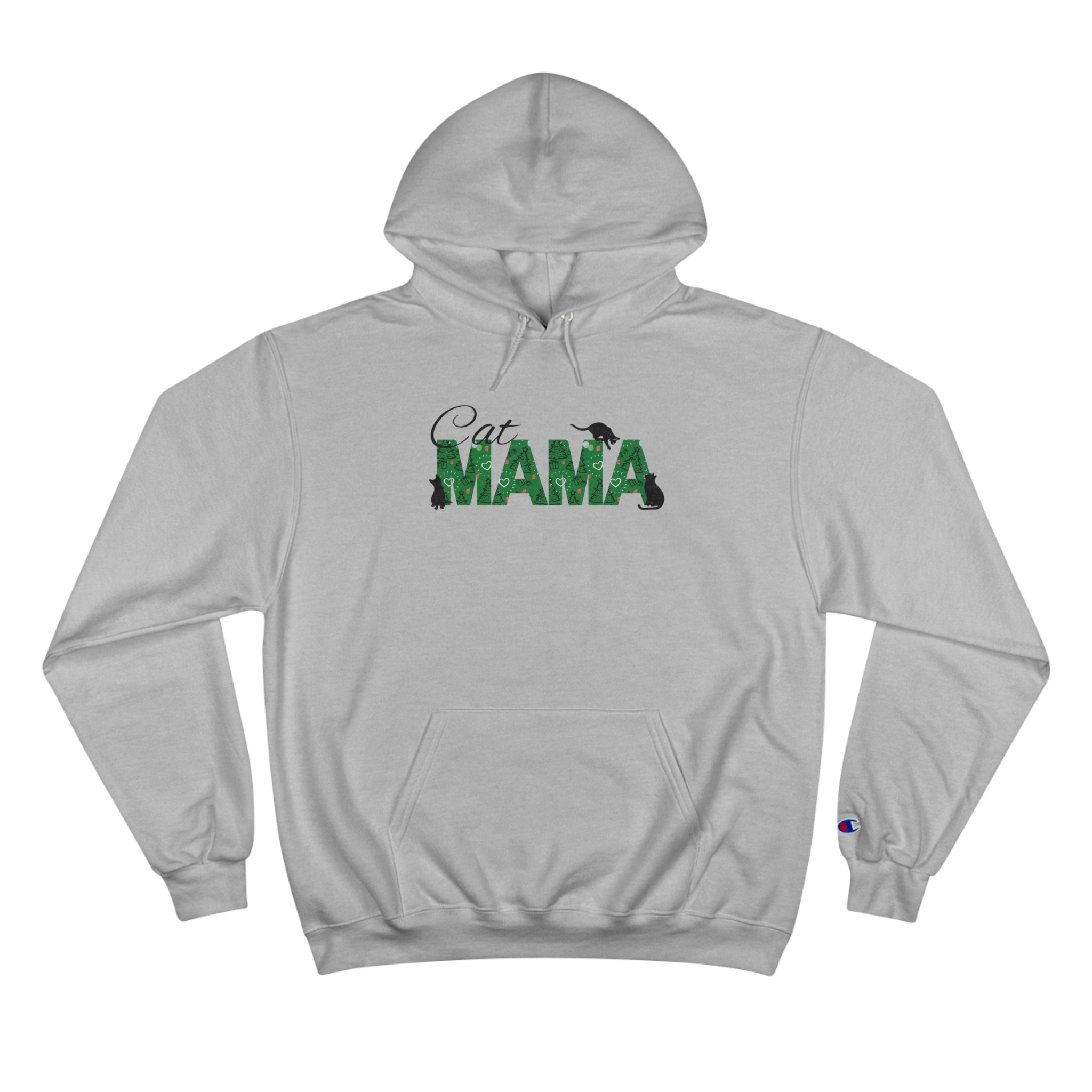 Photo depicting the ​Christmas Cat Mama Champion Hoodie from EpiAl's Shop.