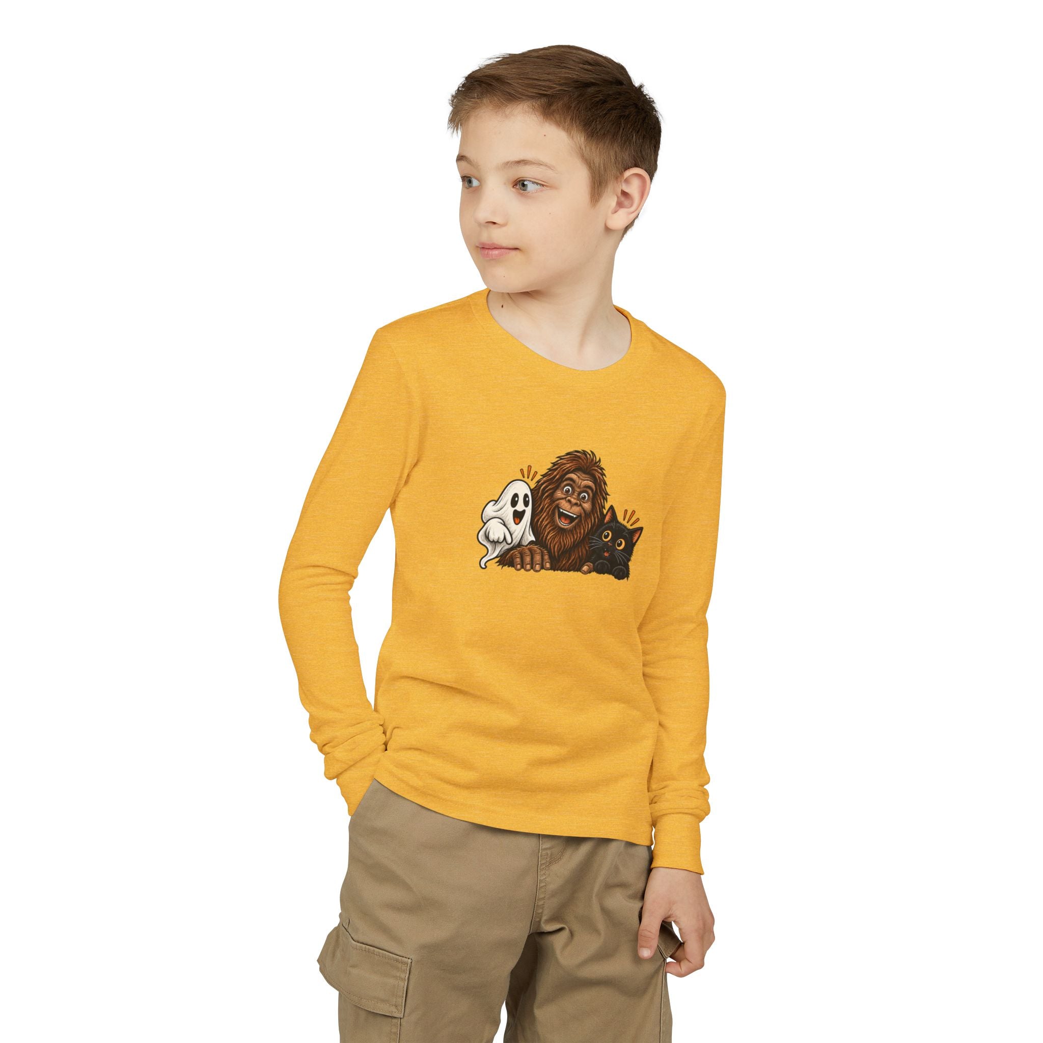 Ghost, Bigfoot & Black Cat Youth Long Sleeve T-Shirt