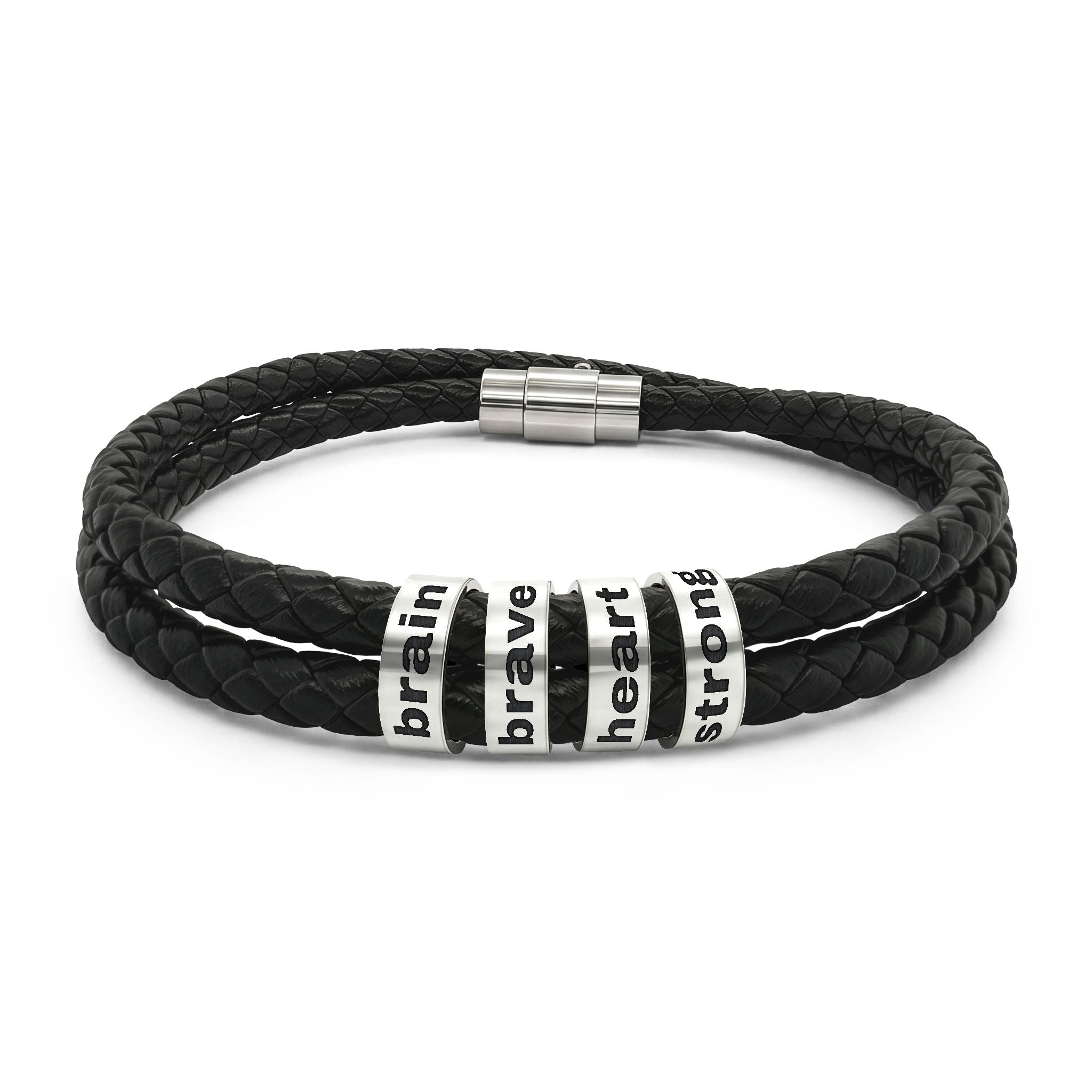Brain Brave Heart Strong Leather Bracelet