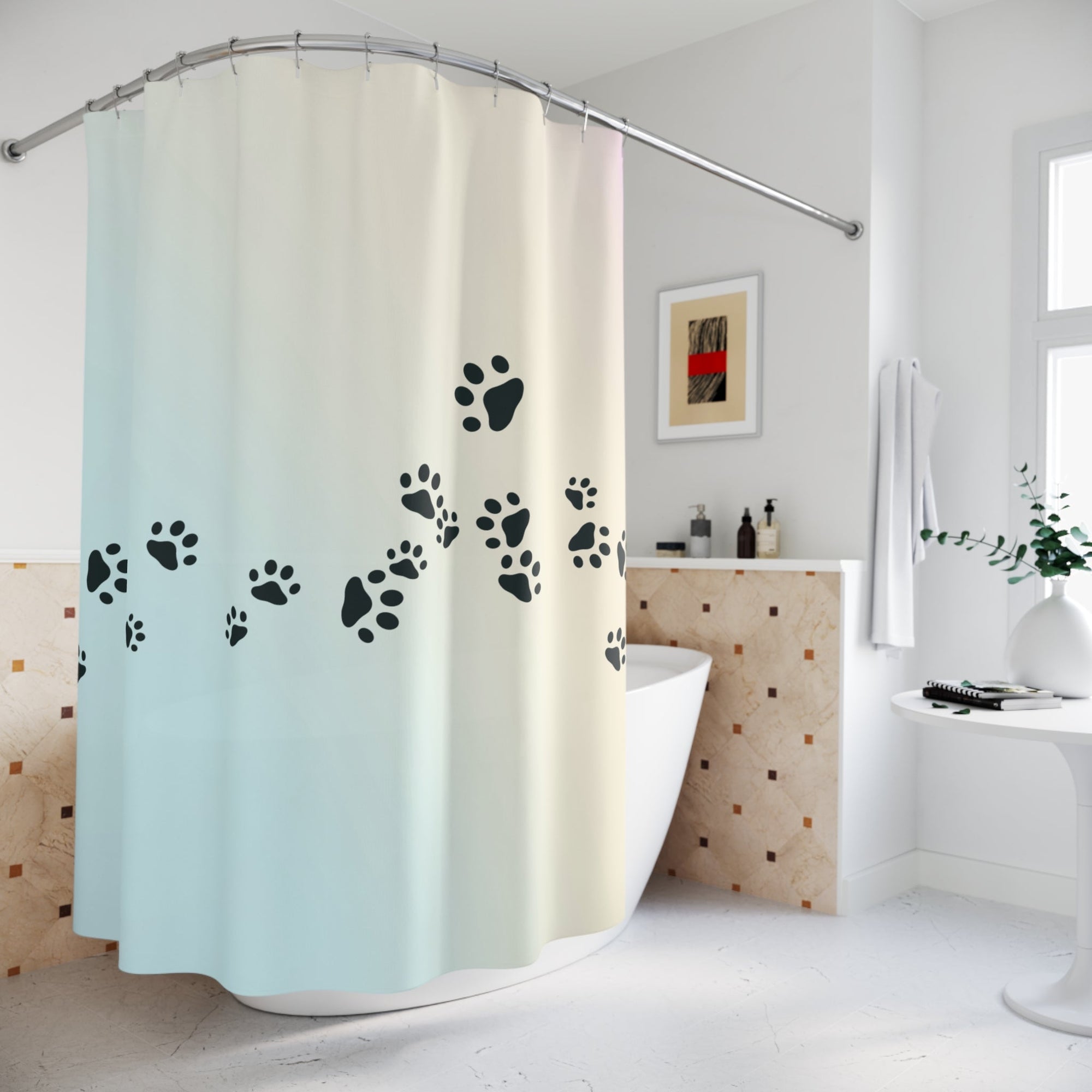 Paw Print Shower Curtain - Pet Lover's Home Decor Printify