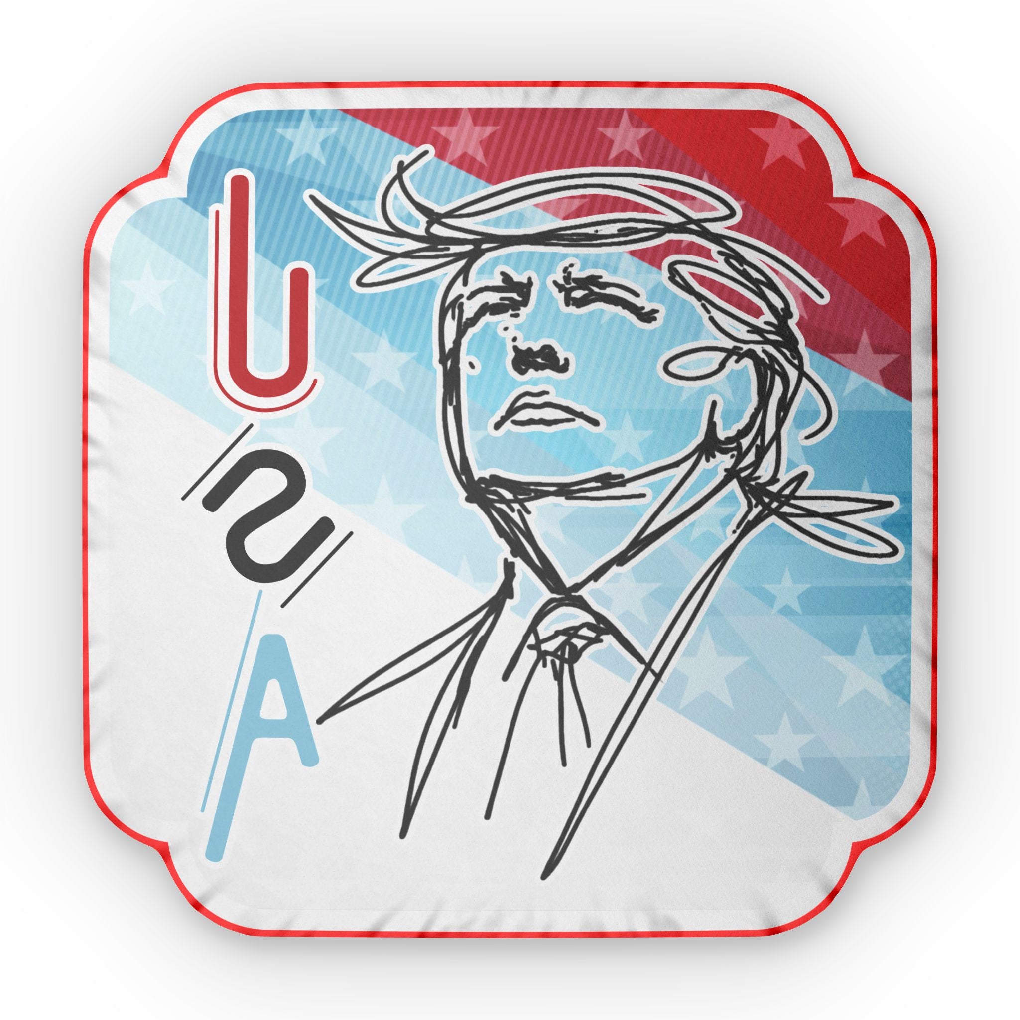 Retro Line Portrait Patriotic Statement Pillow – USA Graphic Shaped Cushion