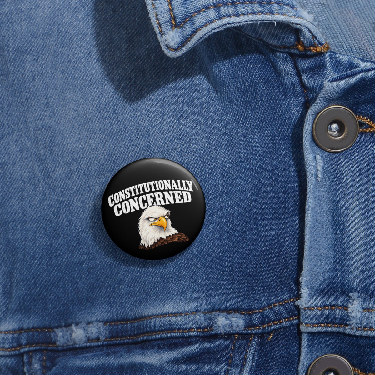 Constitutionally Concerned Bald Eagle Pin Button | Patriotic Political Statement Badge