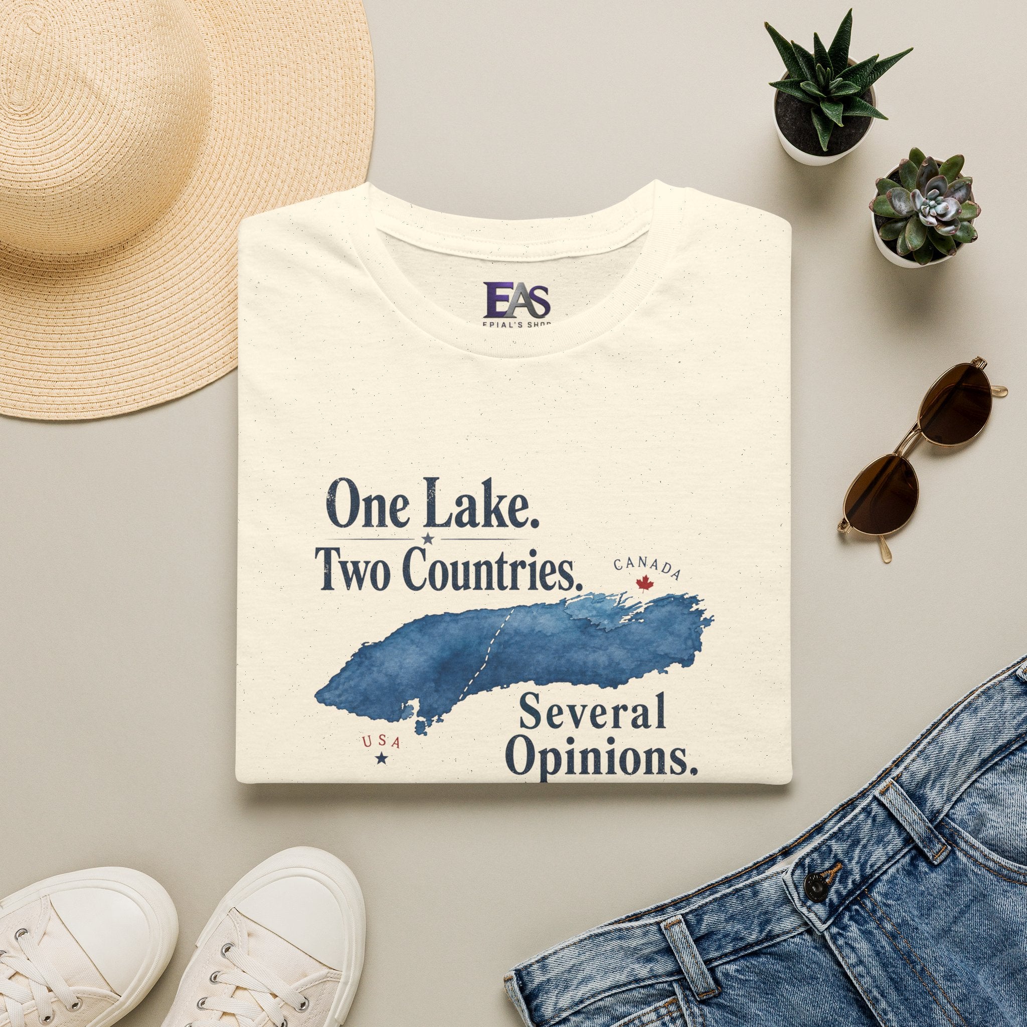 One Lake. Two Countries. Several Opinions. Lake Ontario Humor T-Shirt