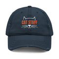 CAT STAFF Distressed Dad Hat | Funny Cat Lover Embroidered Cap