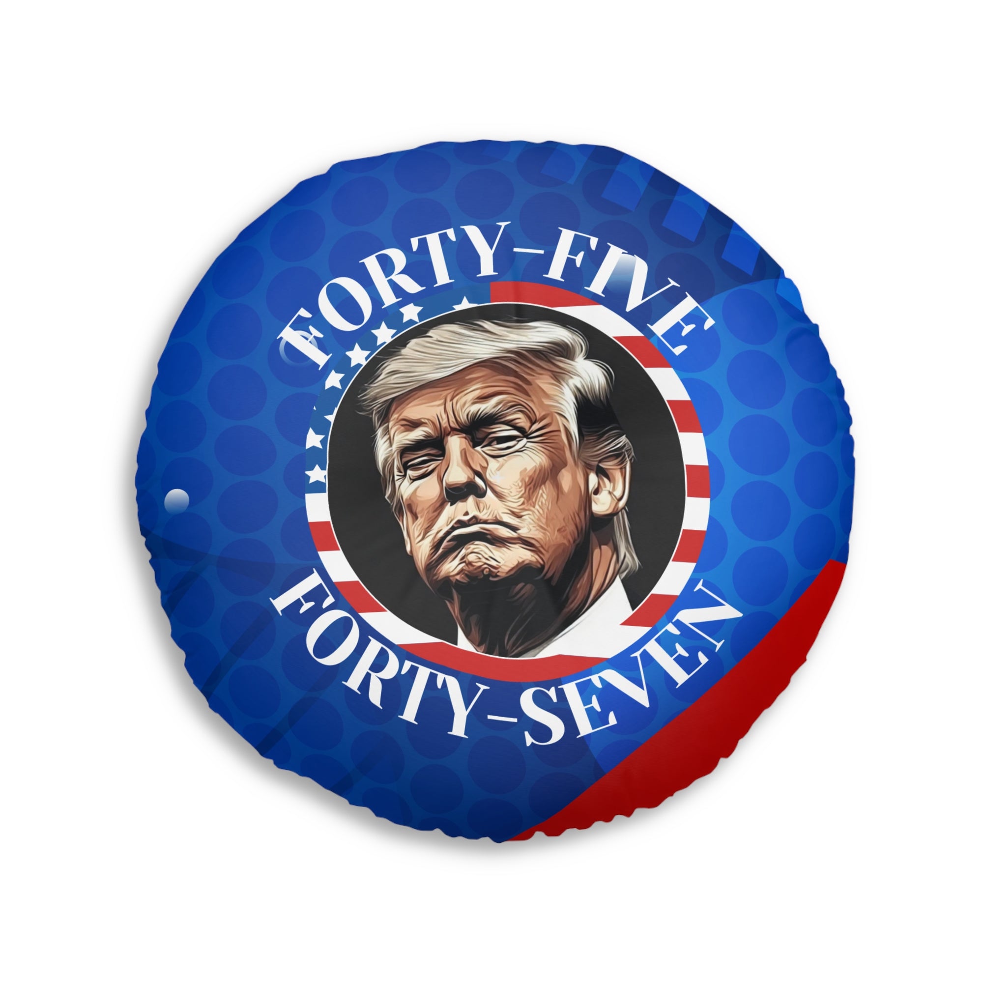 Patriotic 45 47 Trump Round Tufted Pillow
