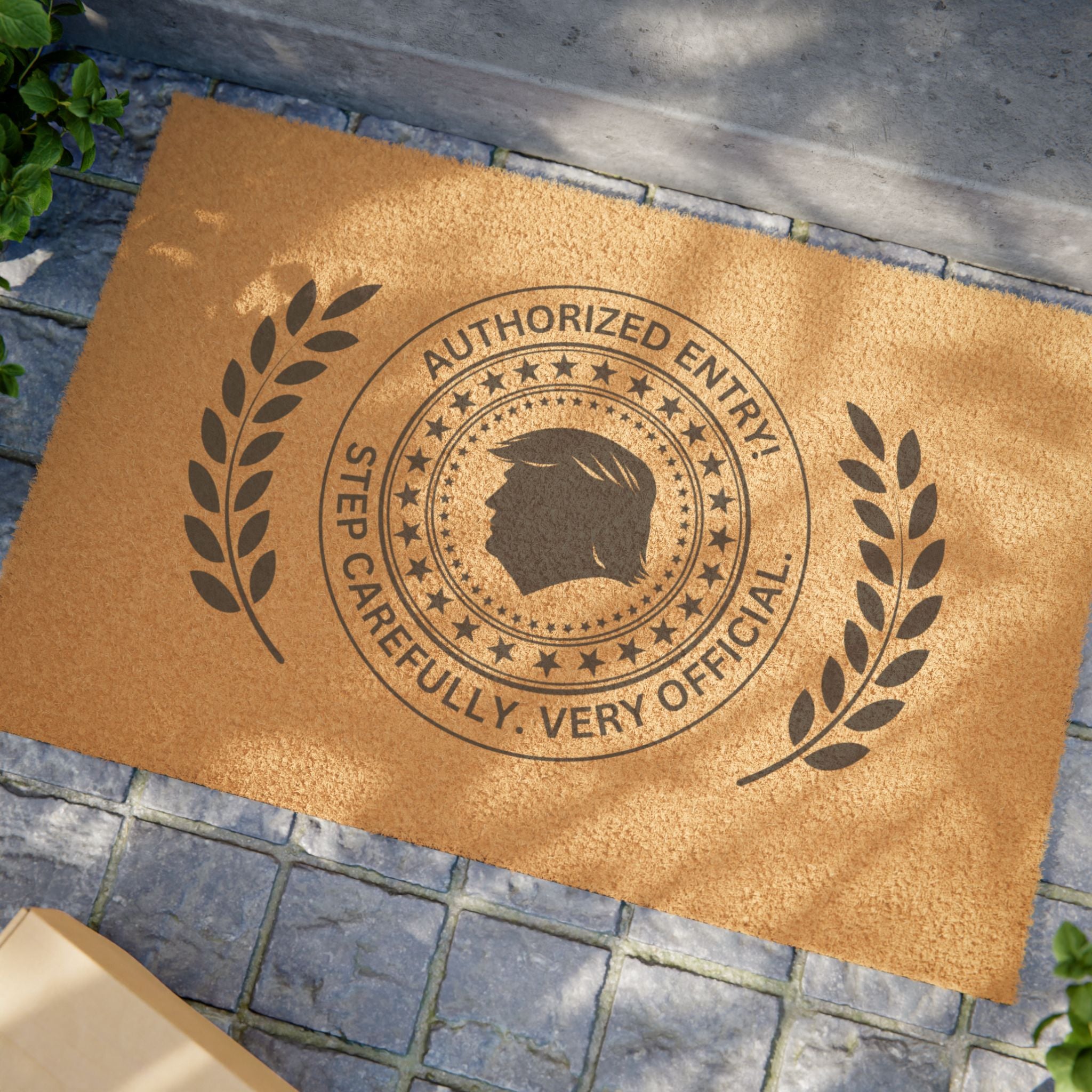 “Authorized Entry” Political Parody Welcome Mat – Step Carefully