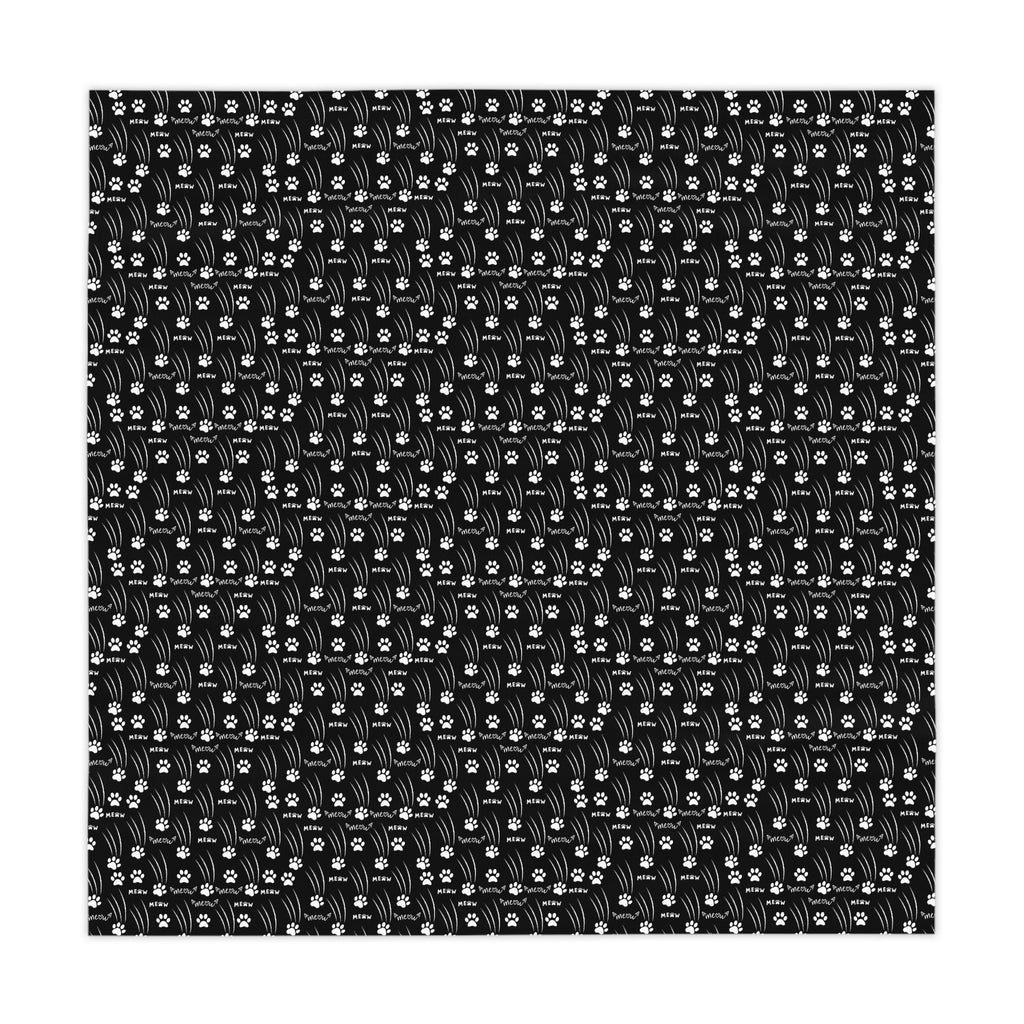 “Black & White Meow Trails” Square Tablecloth