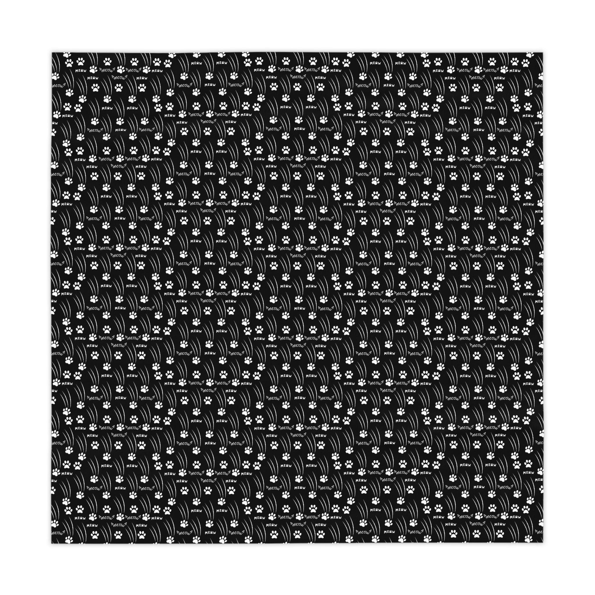 “Black & White Meow Trails” Square Tablecloth