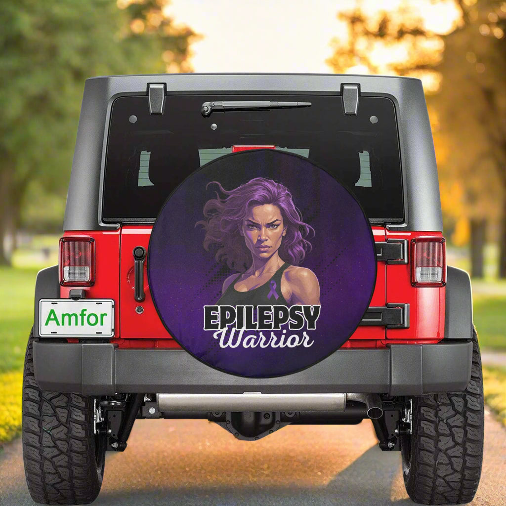 Epilepsy Warrior Woman Spare Tire Cover (Large)(17")