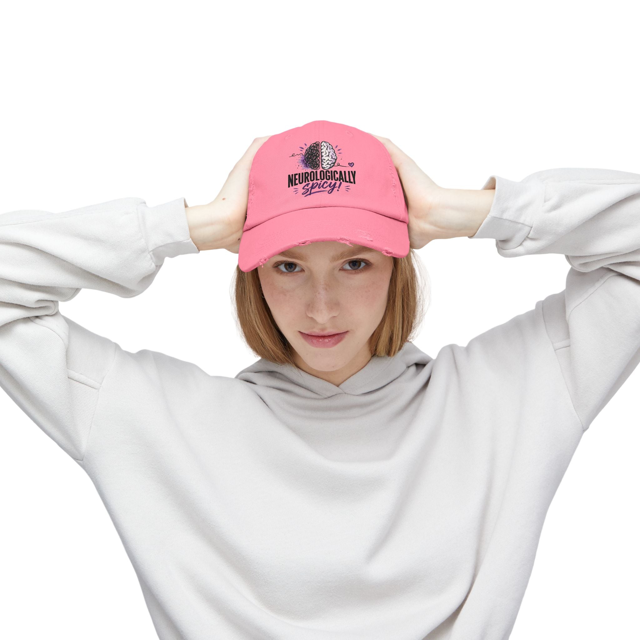 Neurologically Spicy Distressed Cap | Epilepsy Awareness Brain Hat