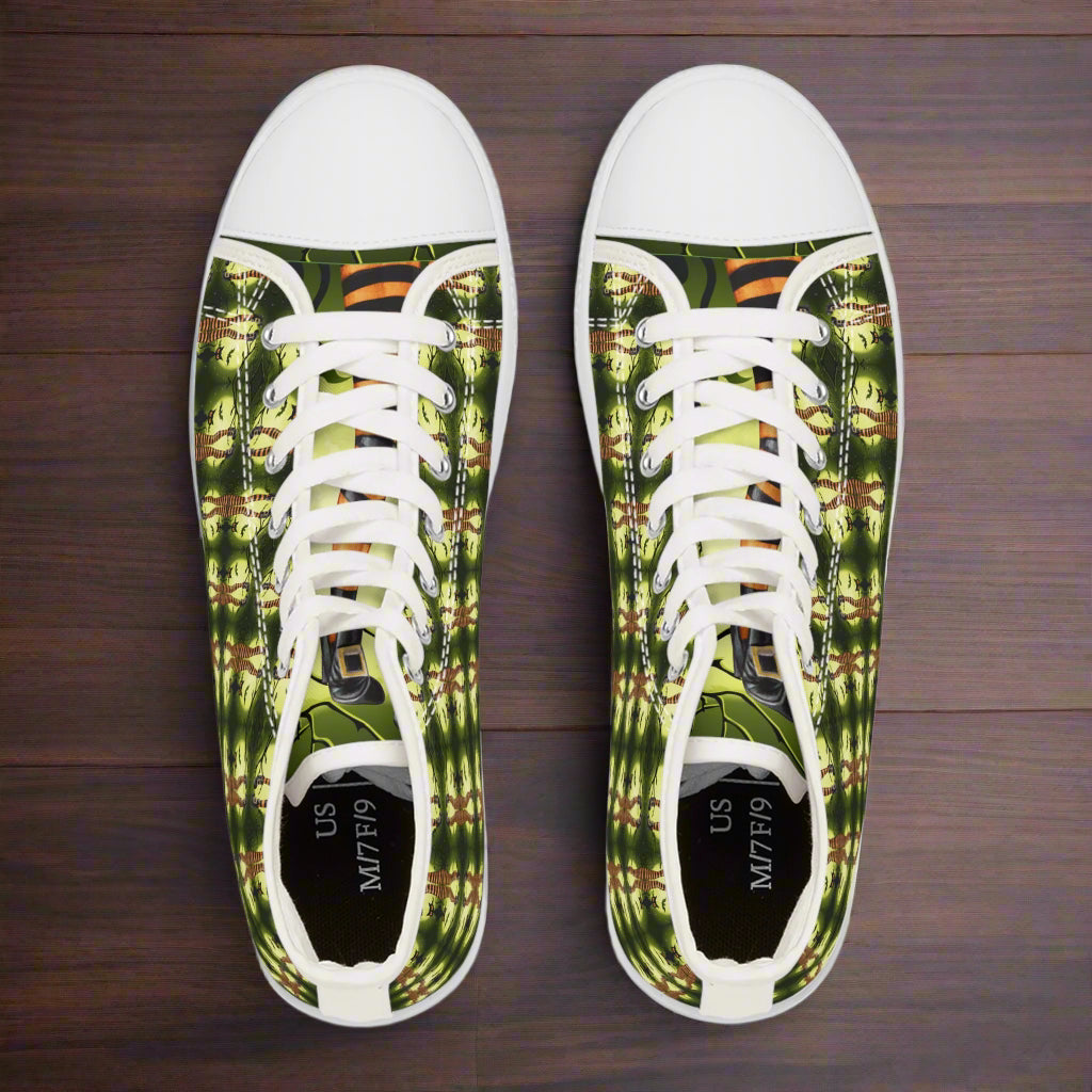 Women’s High Top Sneakers with Halloween Cat Lady Design
