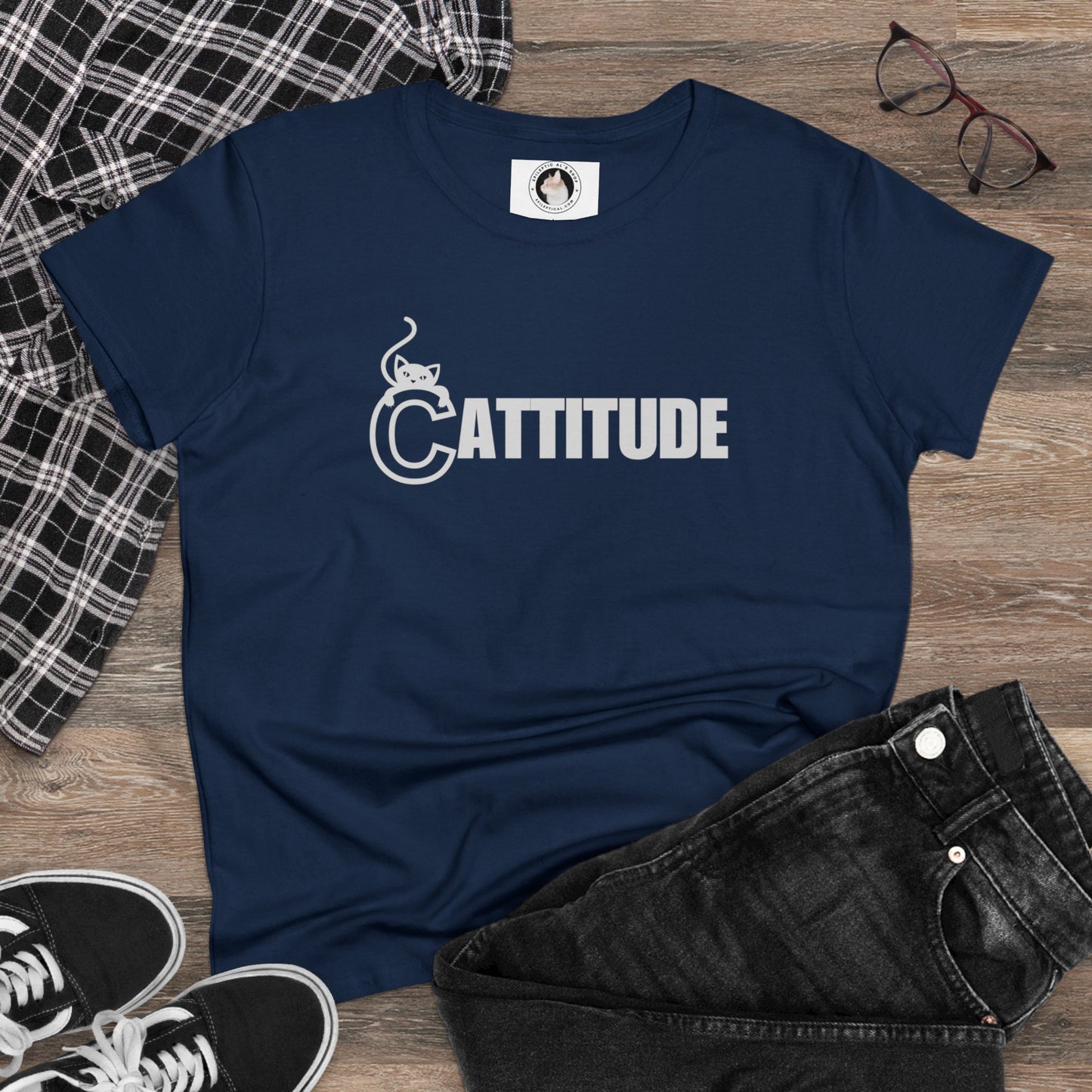 Cattitude Women's Midweight Cotton Tee - T - Shirt - Epileptic Al’s Shop