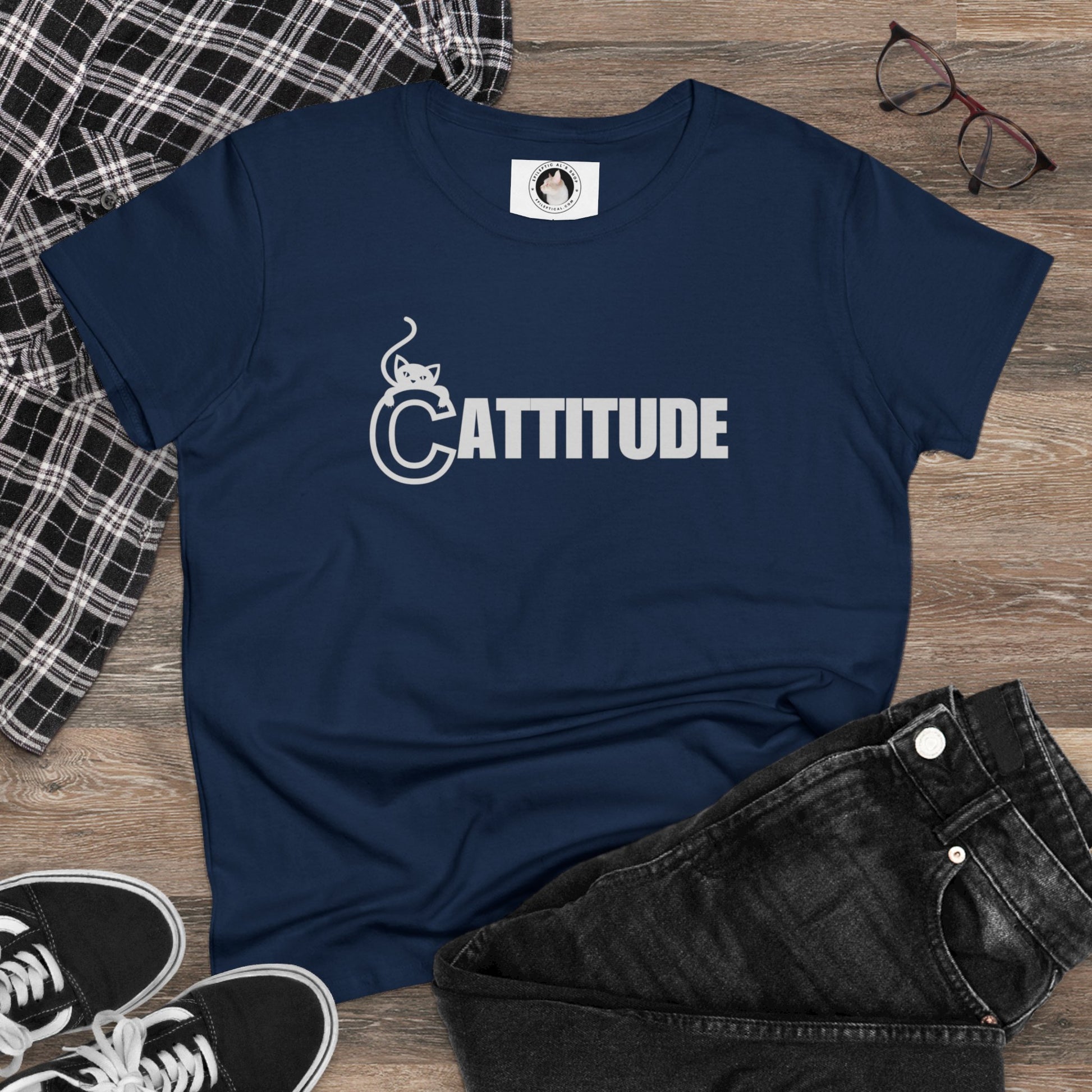 Cattitude Women's Midweight Cotton Tee - T - Shirt - Epileptic Al’s Shop