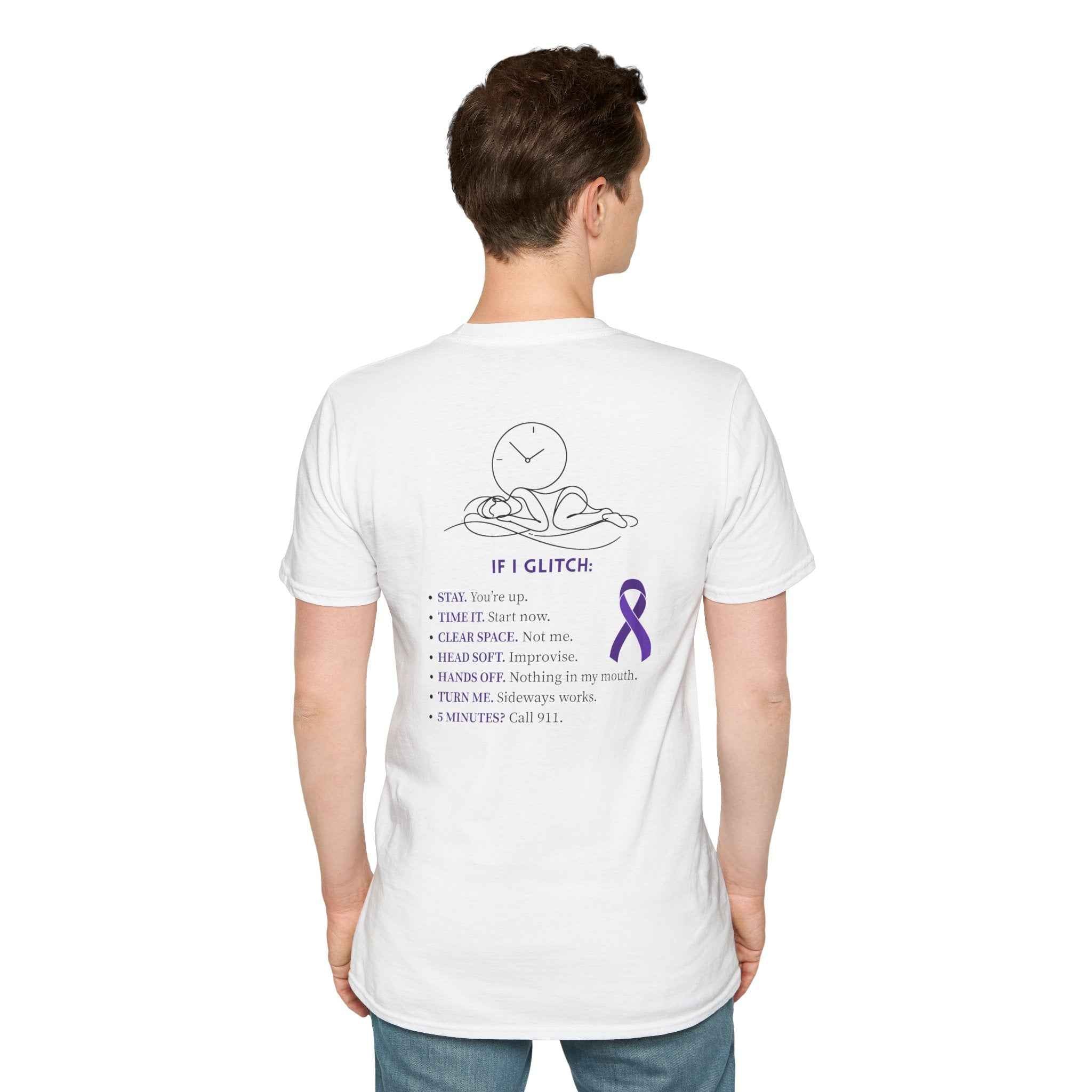 Glitch Happens Tee – Minimalist Seizure First Aid Shirt | Epilepsy Awareness | Neurostrong Apparel