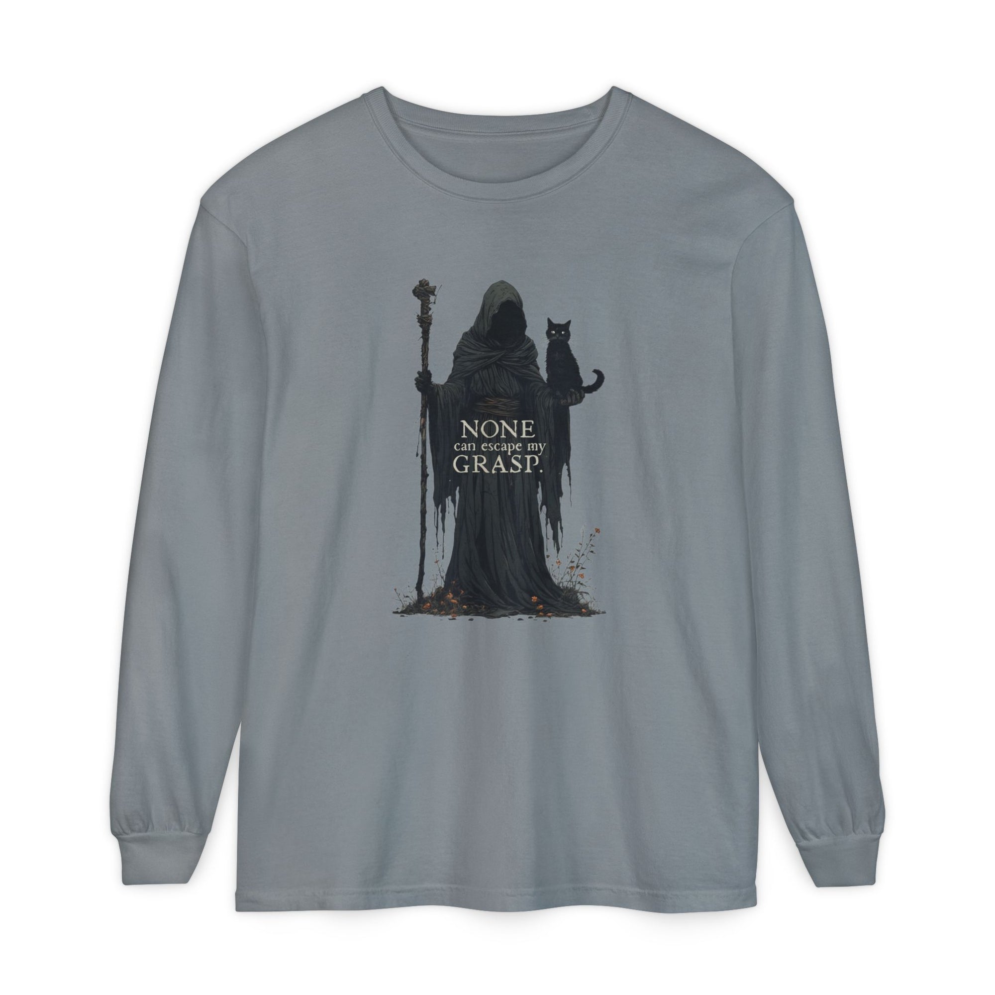 Grim Reaper with Cat Long Sleeve T-Shirt