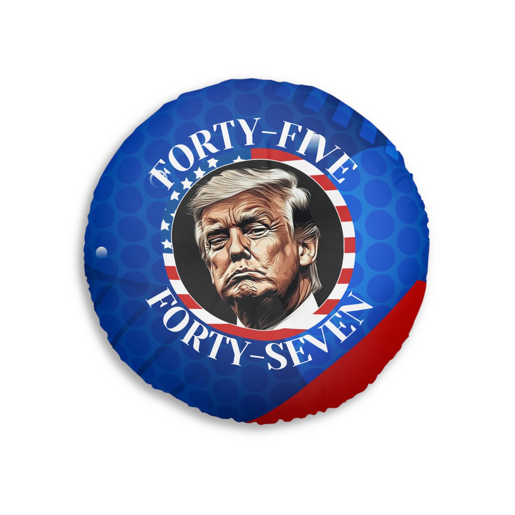 Patriotic 45 47 Trump Round Tufted Pillow