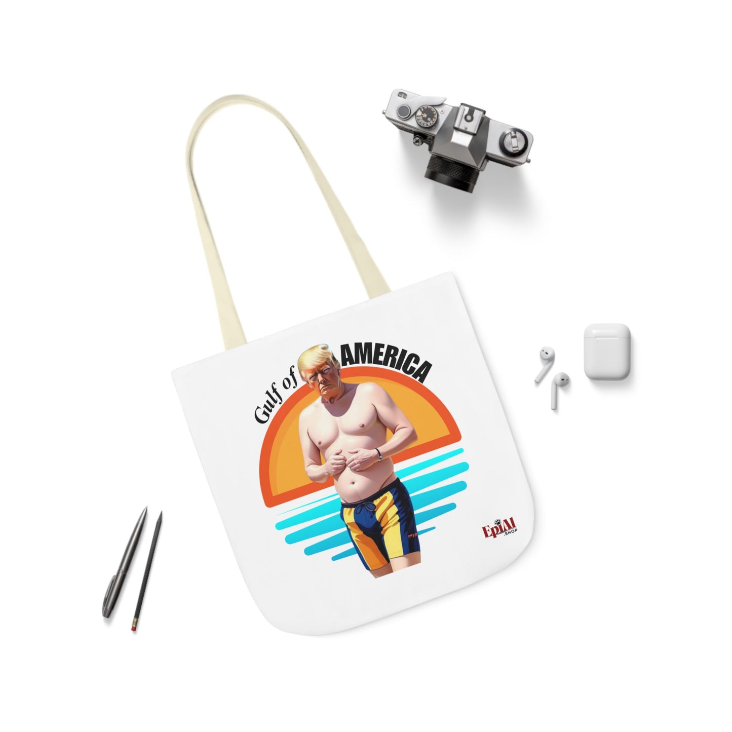 Gulf of America Canvas Tote Bag with 4-Color Straps - Fun Beach Accessory