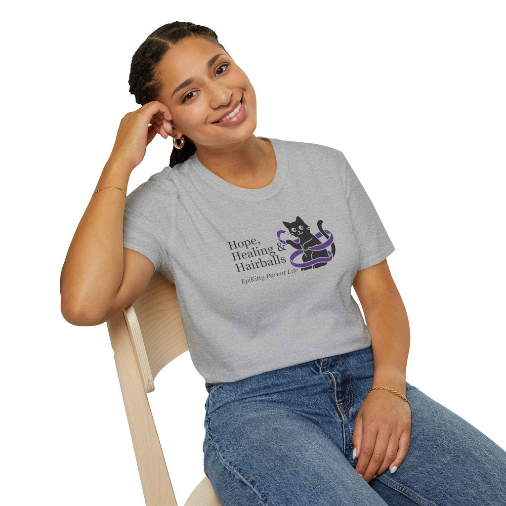 Hope, Healing & Hairballs Cat T-Shirt – Epikitty Parent Awareness Tee