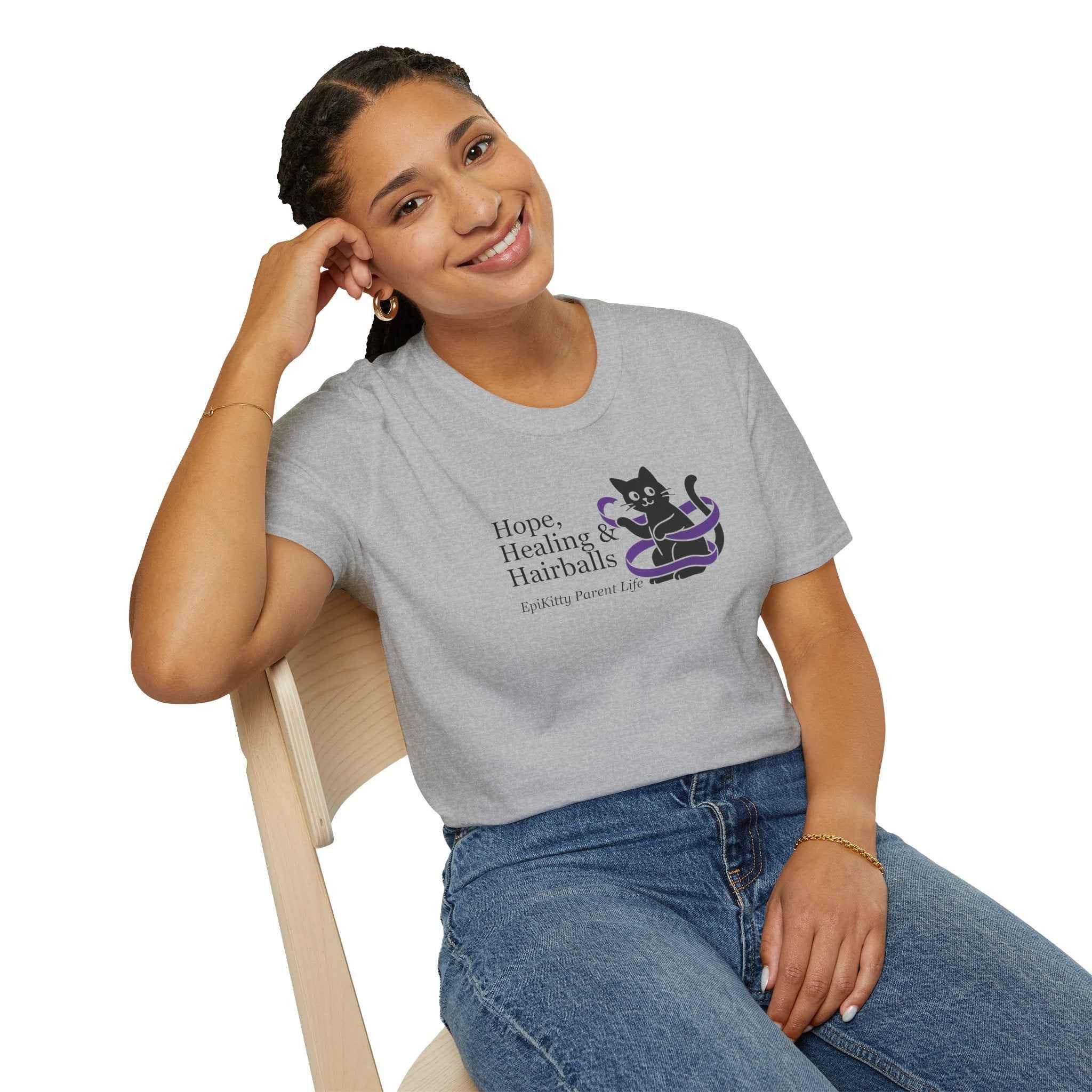 Hope, Healing & Hairballs Cat T-Shirt – Epikitty Parent Awareness Tee