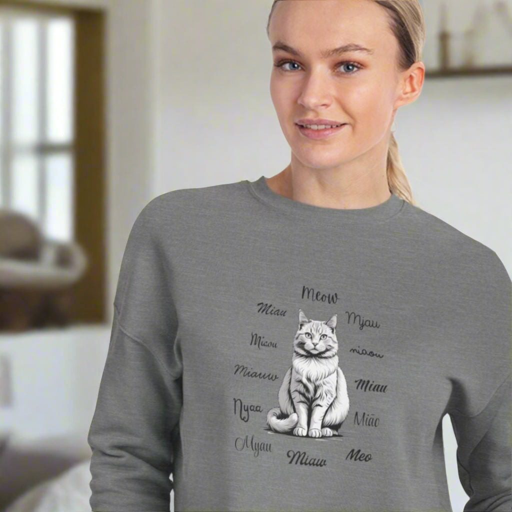 Worldly Cat Lover's Cropped Sweatshirt