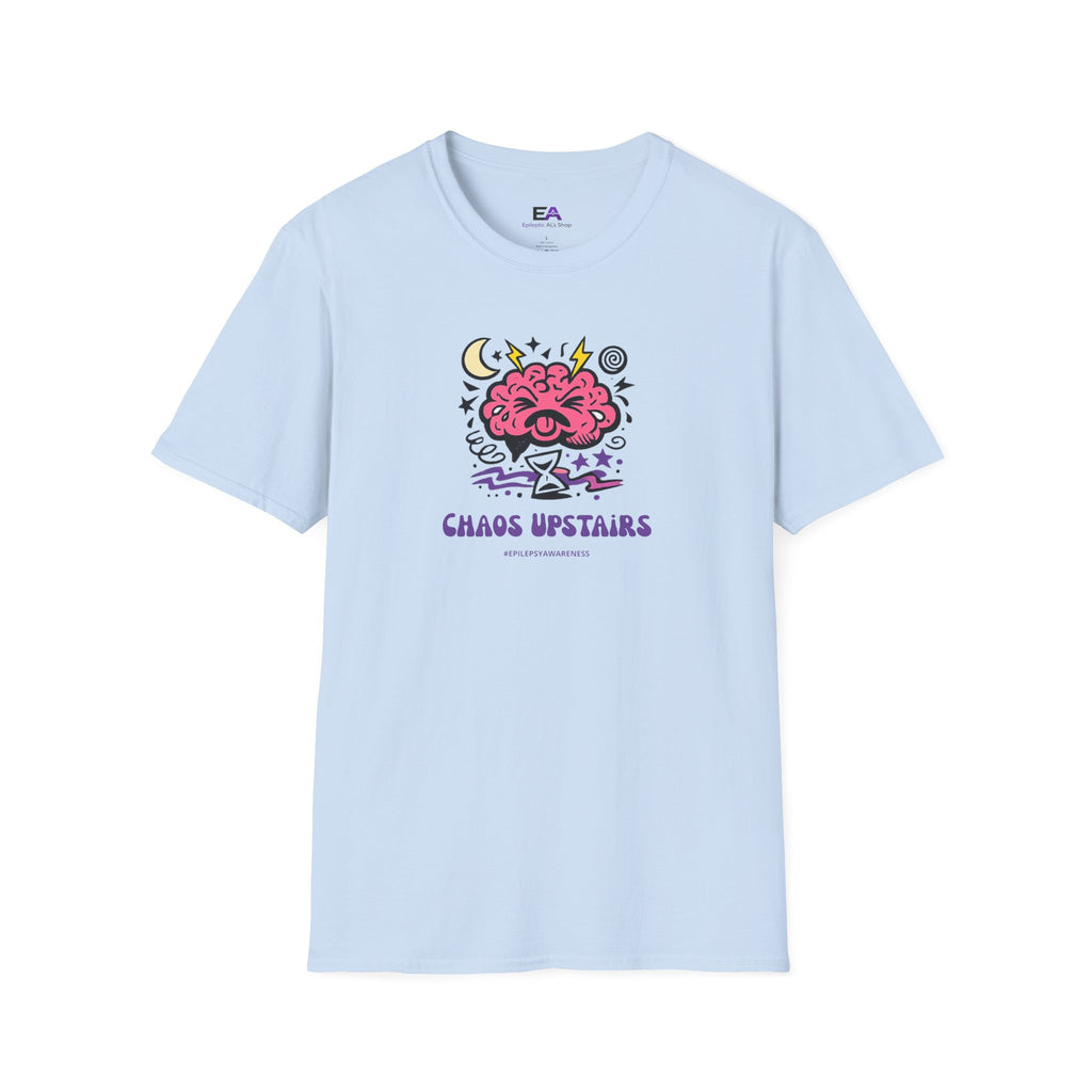 Chaos Upstairs Epilepsy Awareness T-Shirt | Funny Neurostrong Brain Graphic Tee
