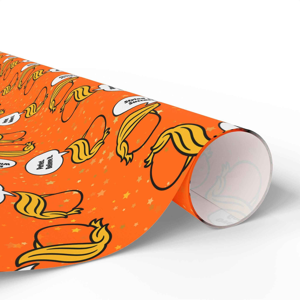 “Styled for Success” Parody Gift Wrap – Blonde Whoosh & Gold Stars