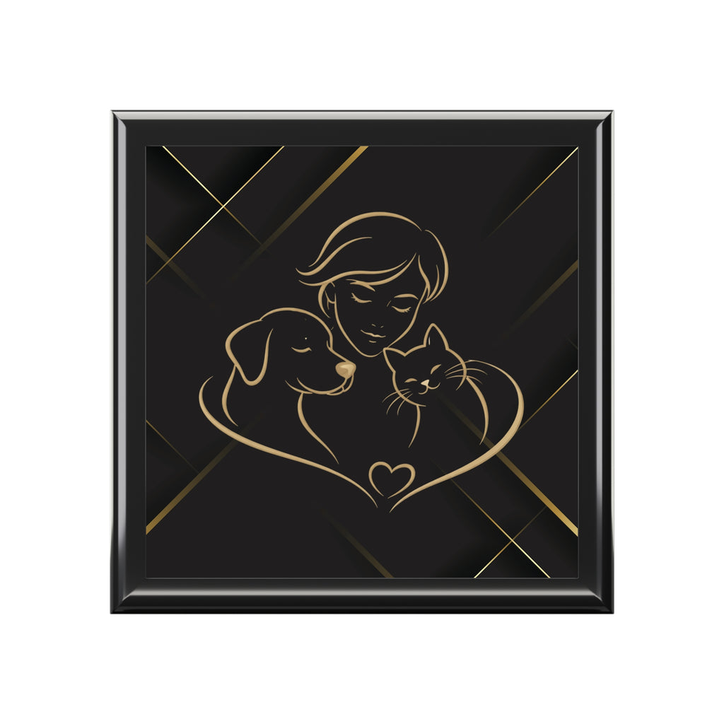 Pet Love Jewelry Box – Person, Dog & Cat Valentine Design