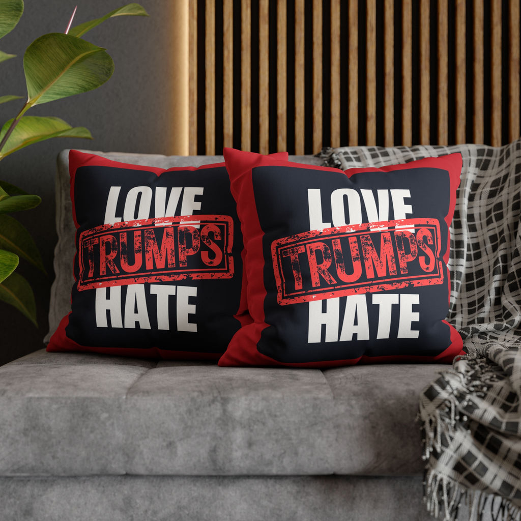 Love Trumps Hate Faux Suede Square Pillowcase - Cozy Decor for a Positive Vibe