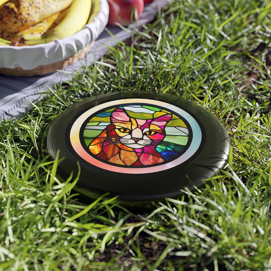 Stained Glass Cat Frisbee - Colorful Outdoor Fun for Cat Lovers Printify