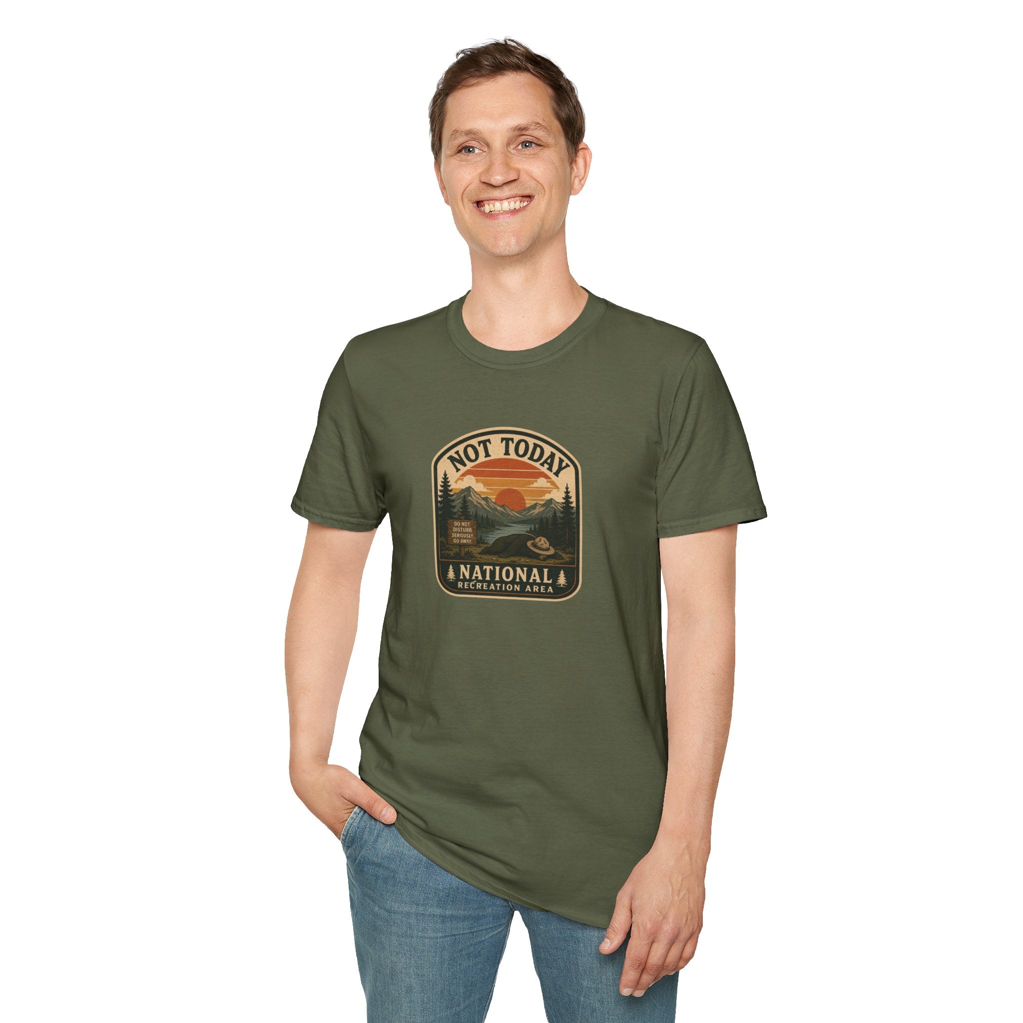 Not Today National Recreation Area Unisex T-Shirt | Funny Retro Outdoors Graphic Tee