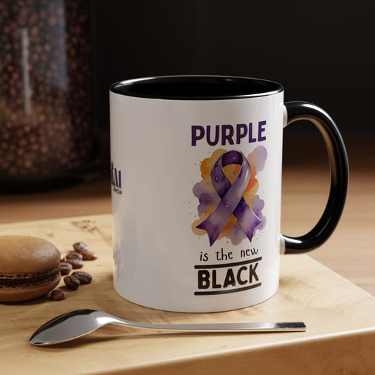 Purple Ribbon Accent Coffee Mug