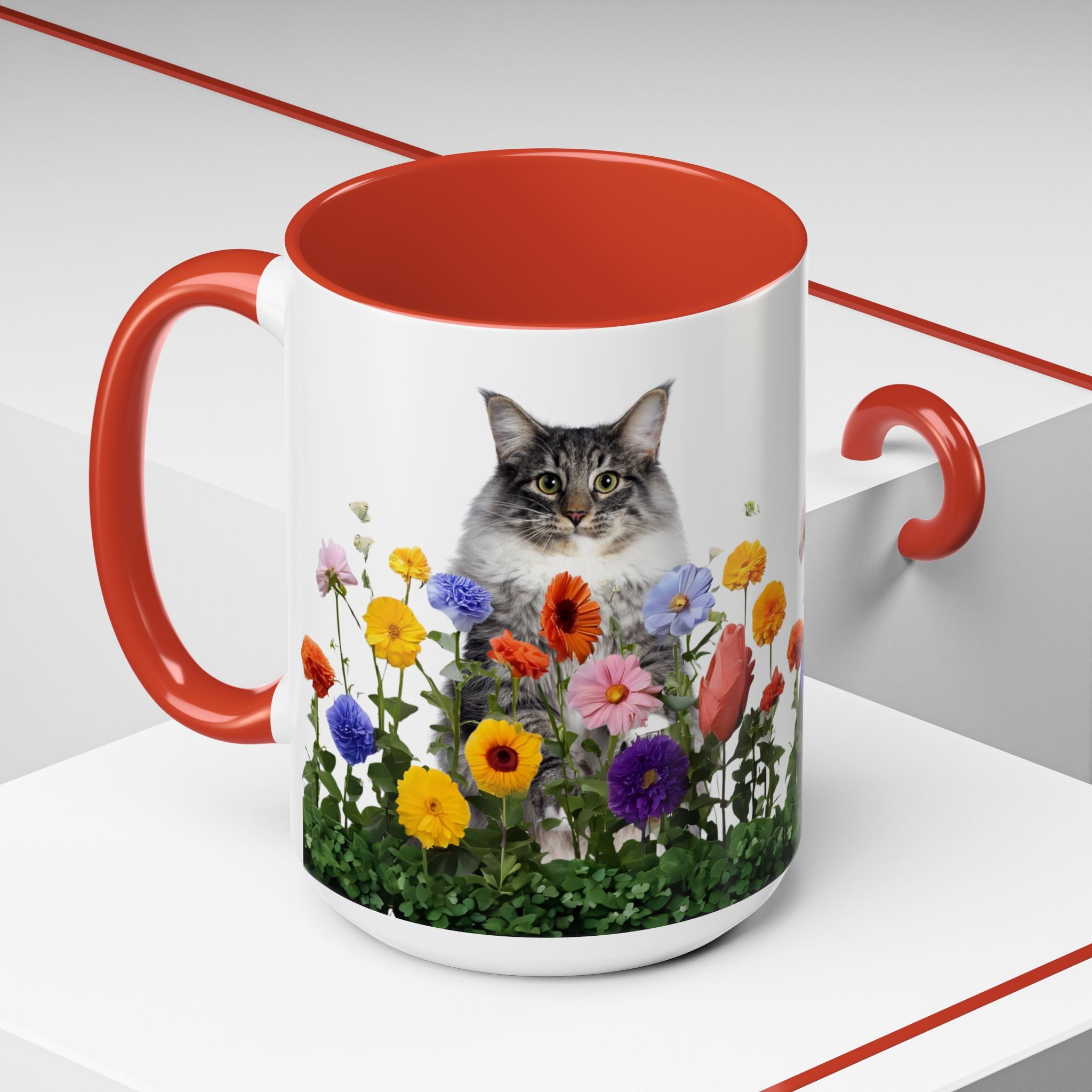 Floral Cats Coffee Mug - 11 oz/15 oz