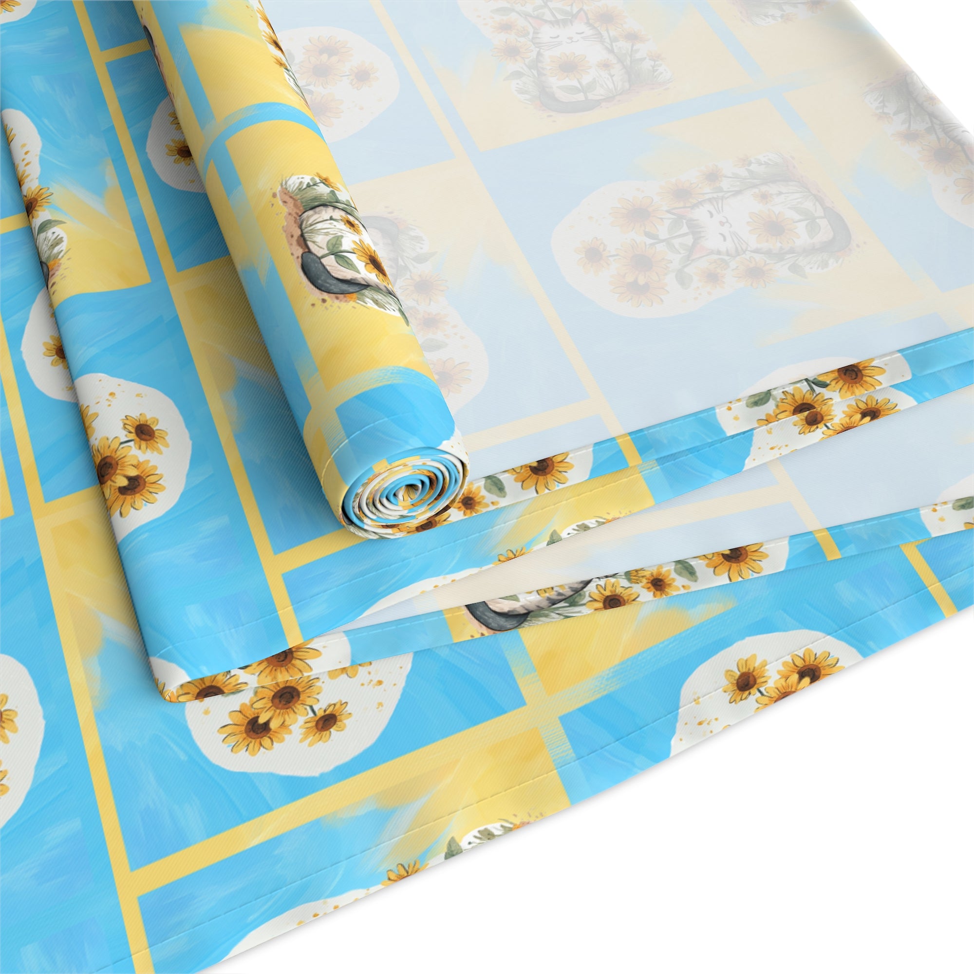 Whimsical Sunflower Kitty Table Runner