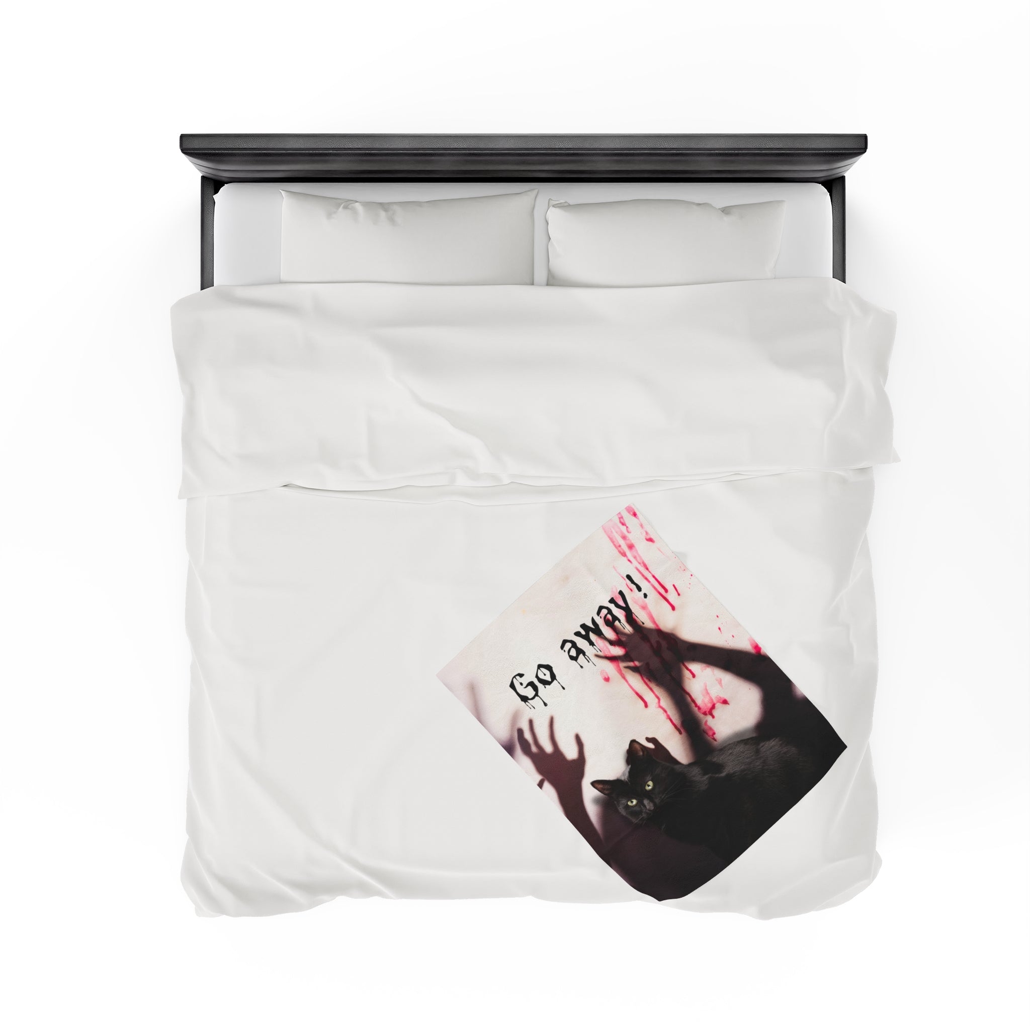 Photo depicting the ​Go Away Velveteen Plush Blanket from EpiAl's Shop.