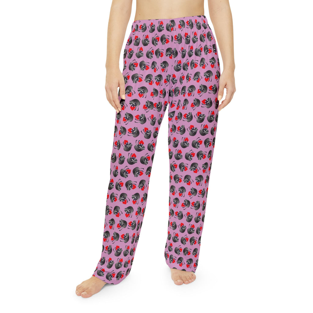 Jimothy Raccoon Pajama Pants: Pink Women’s Lounge Bottoms
