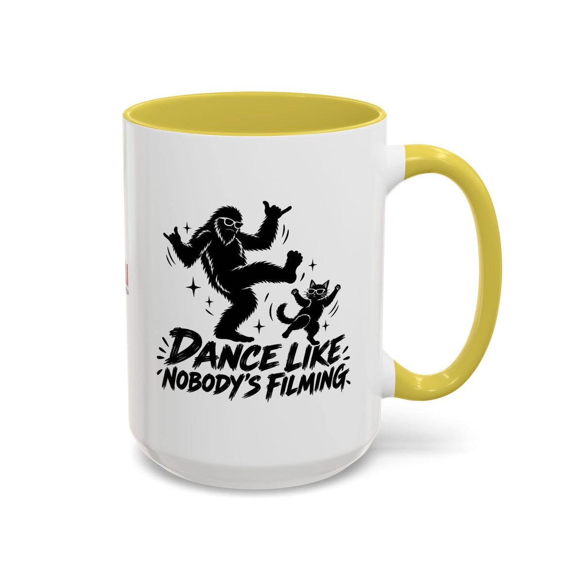 Dance Like Nobody's Filming | Funny Bigfoot & Cat Coffee Mug (11oz/15oz)