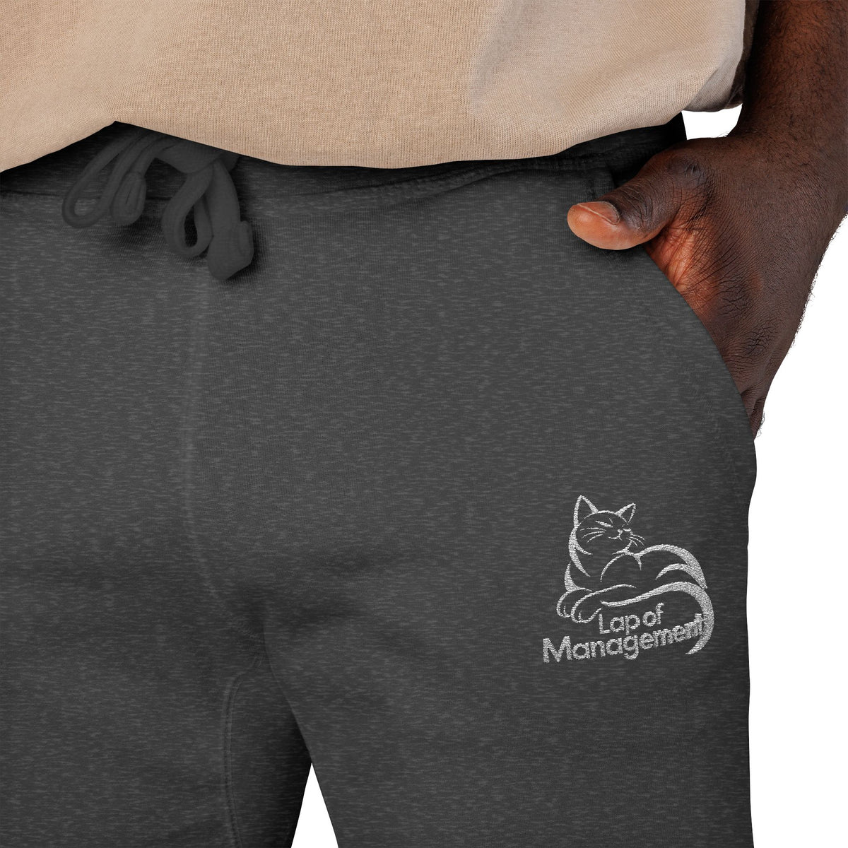 Lap of Management Embroidered Cat Fleece Joggers
