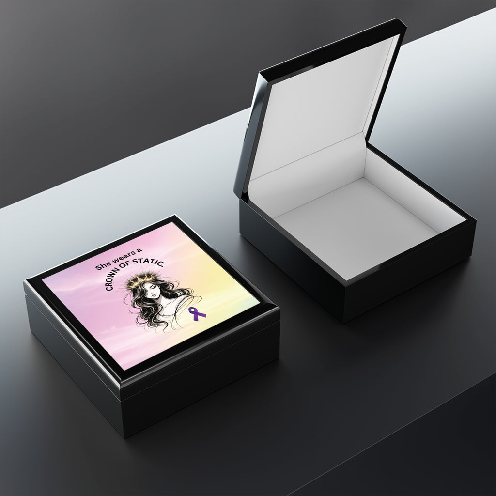 She Wears a Crown of Static – Epilepsy Awareness Jewelry Box