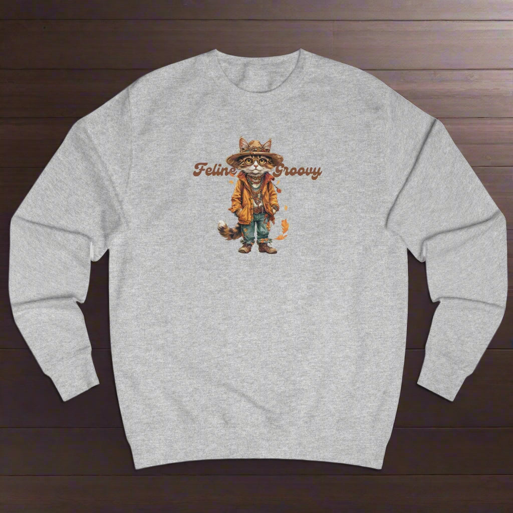 Feline Groovy Unisex Sweatshirt, Cozy Apparel