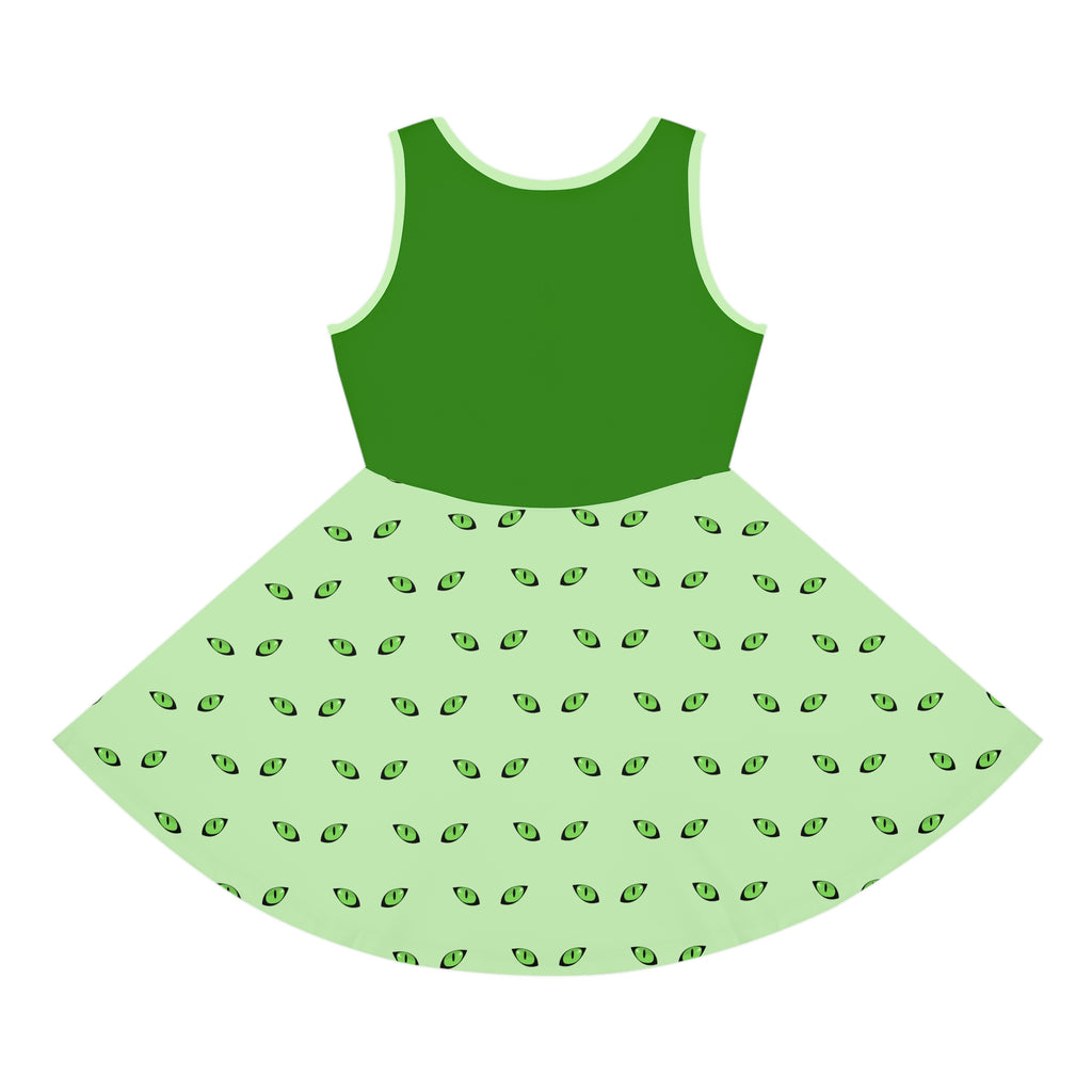 Cat Eyes Twirl Dress for Girls – Whimsical Sleeveless A-Line Summer Dress