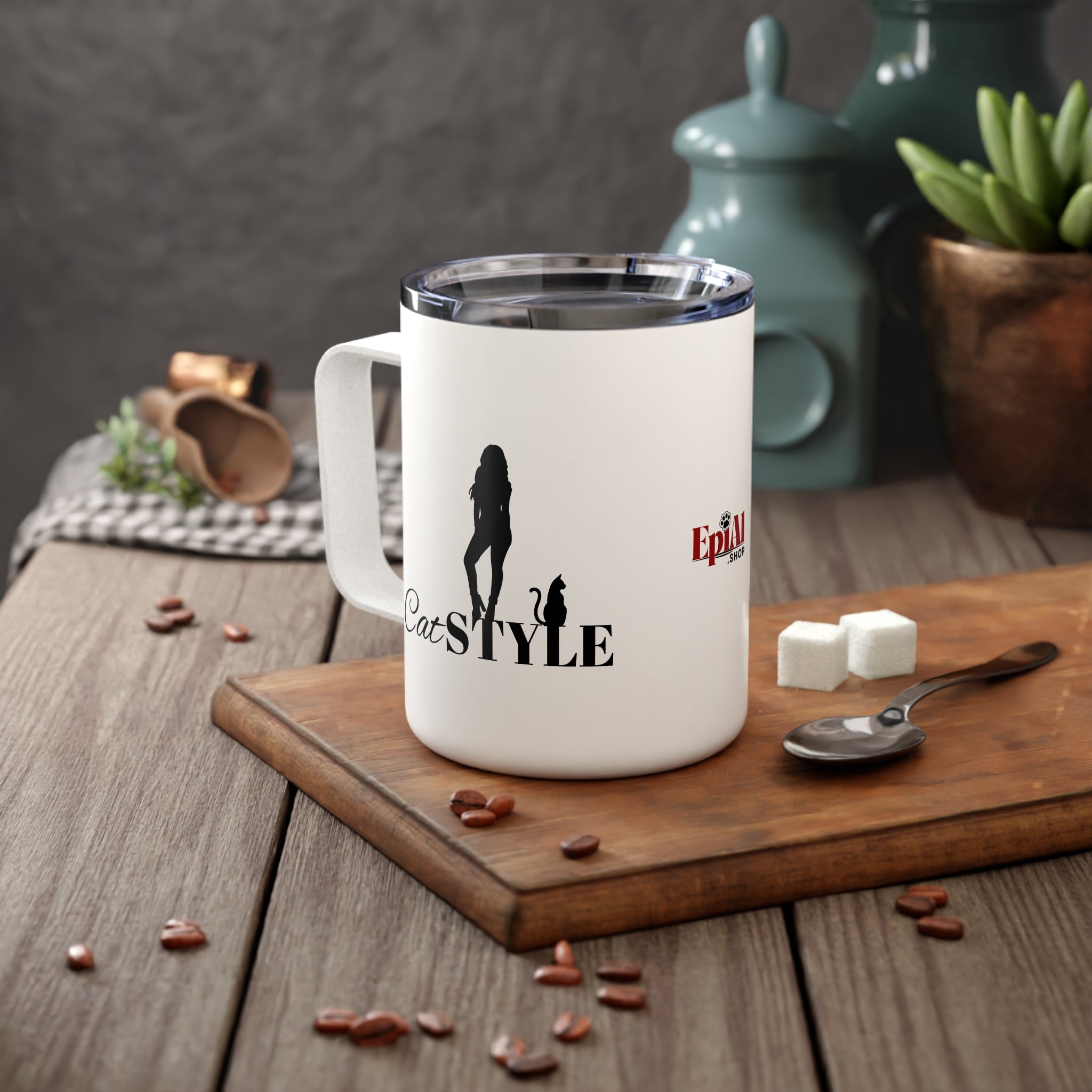 Photo depicting the ​Cat Style Insulated Coffee Mug, 10oz from EpiAl's Shop.