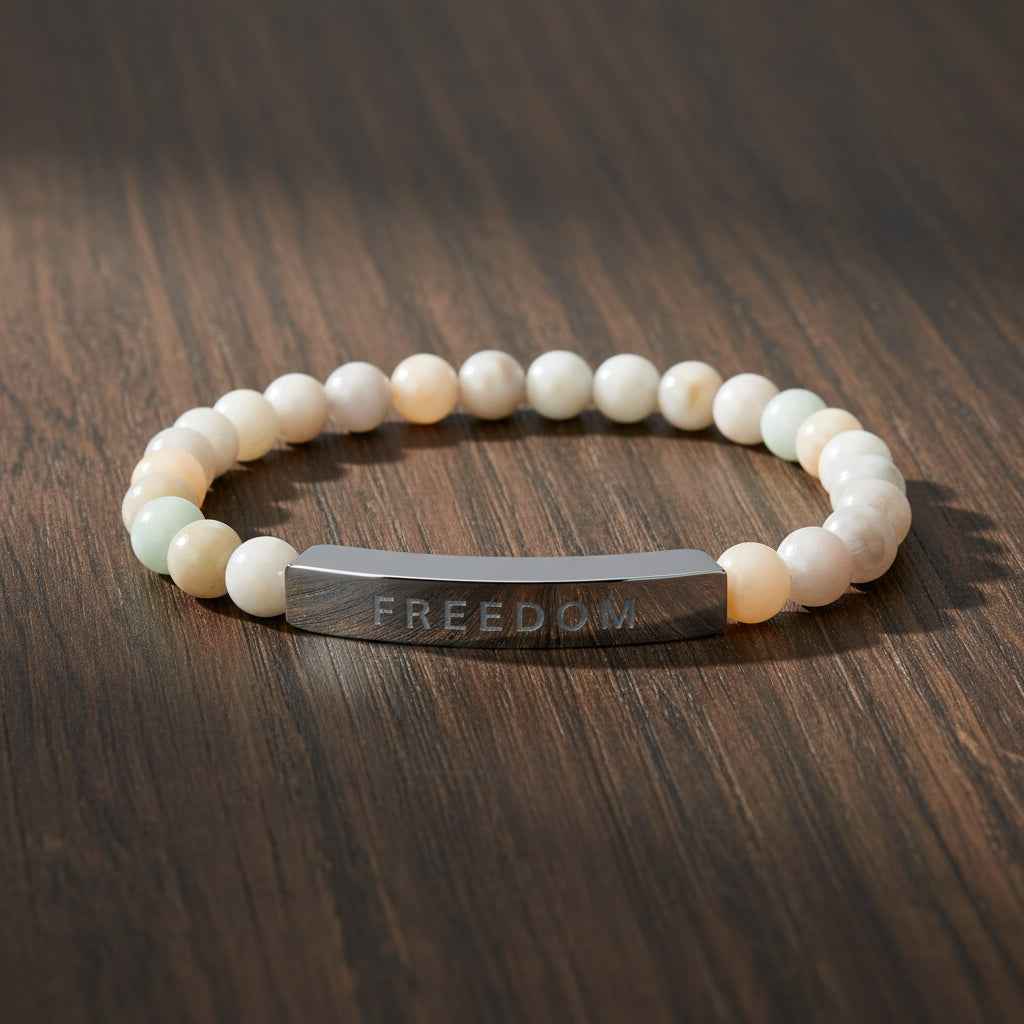 Natural Stone Freedom Bracelet - Stretch Bar Design