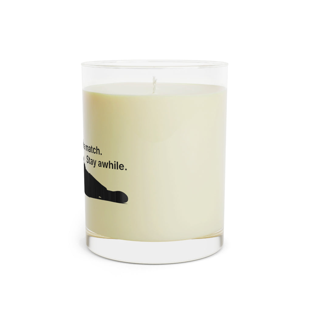 Strike a Match. Stay Awhile. – Political Parody Scented Candle