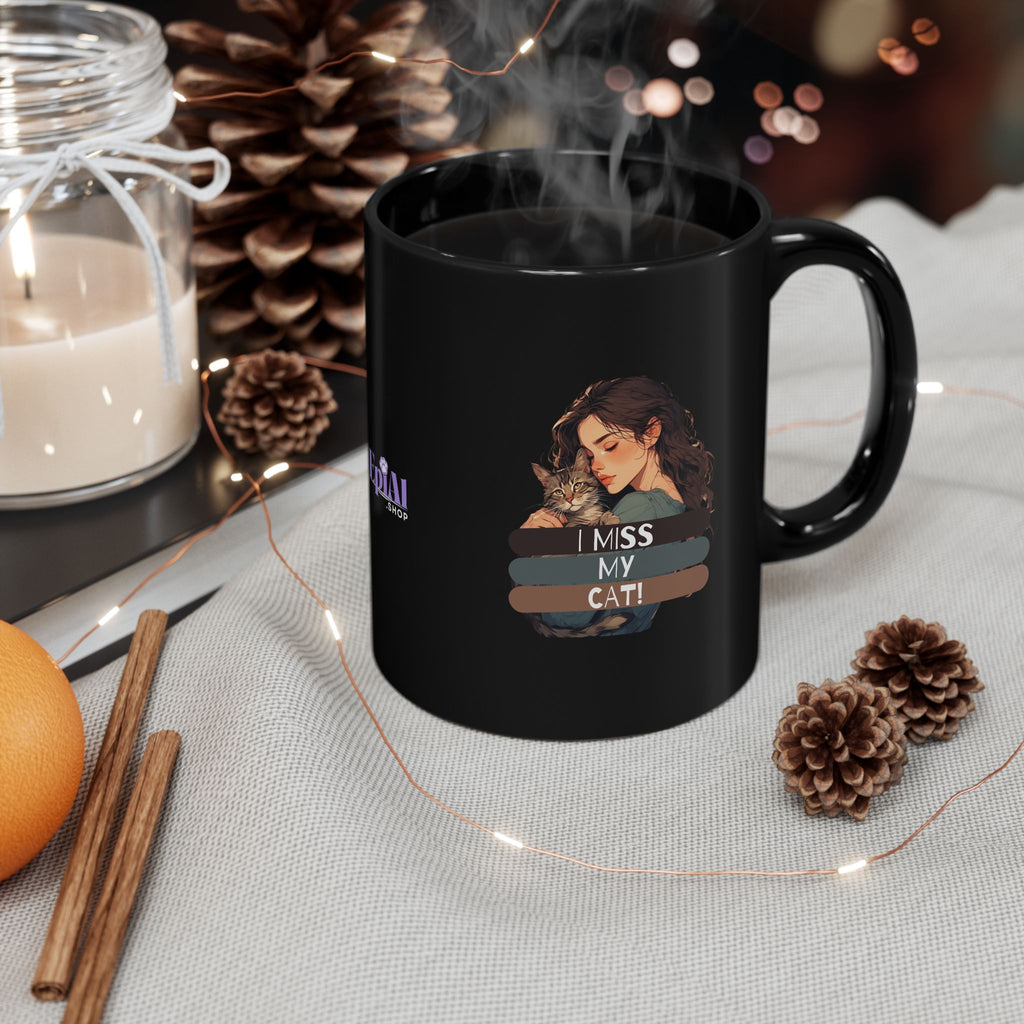 I Miss My Cat Black Mug