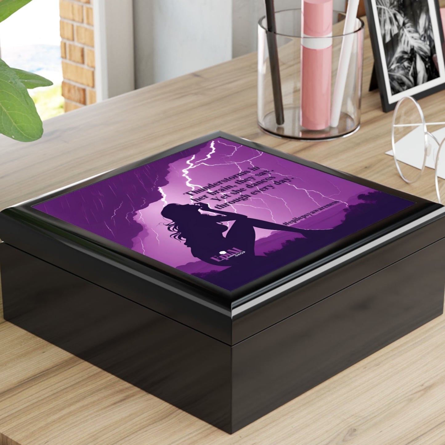Empowered Jewelry Box – Thunderstorms in Her Brain Design for Epilepsy Awareness