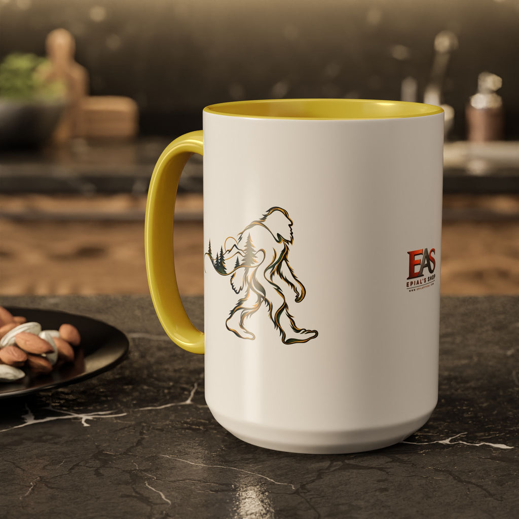 Barely There Bigfoot Ceramic Mug | Abstract Sasquatch Forest Art | 11oz & 15oz